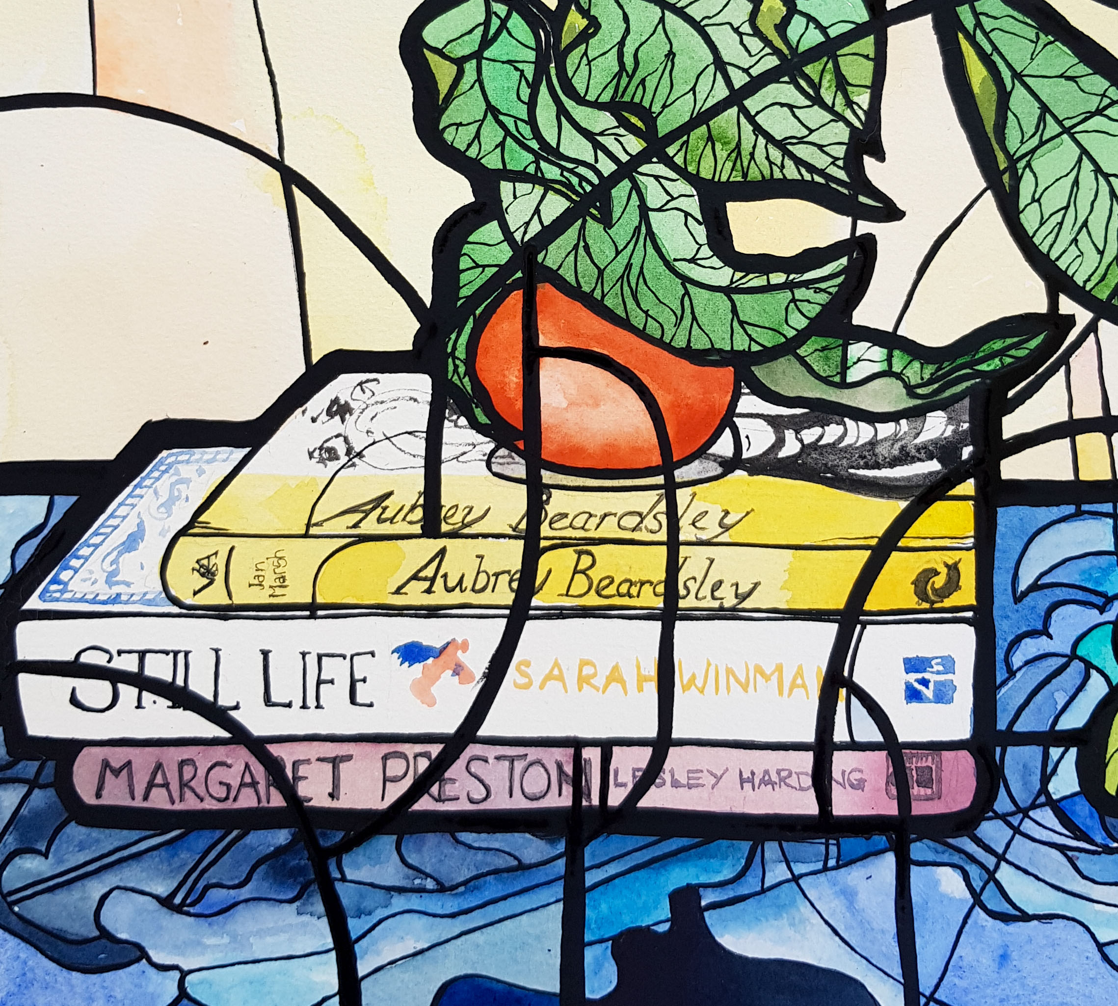 Still Life With Orange By Nicola Cowie Ink