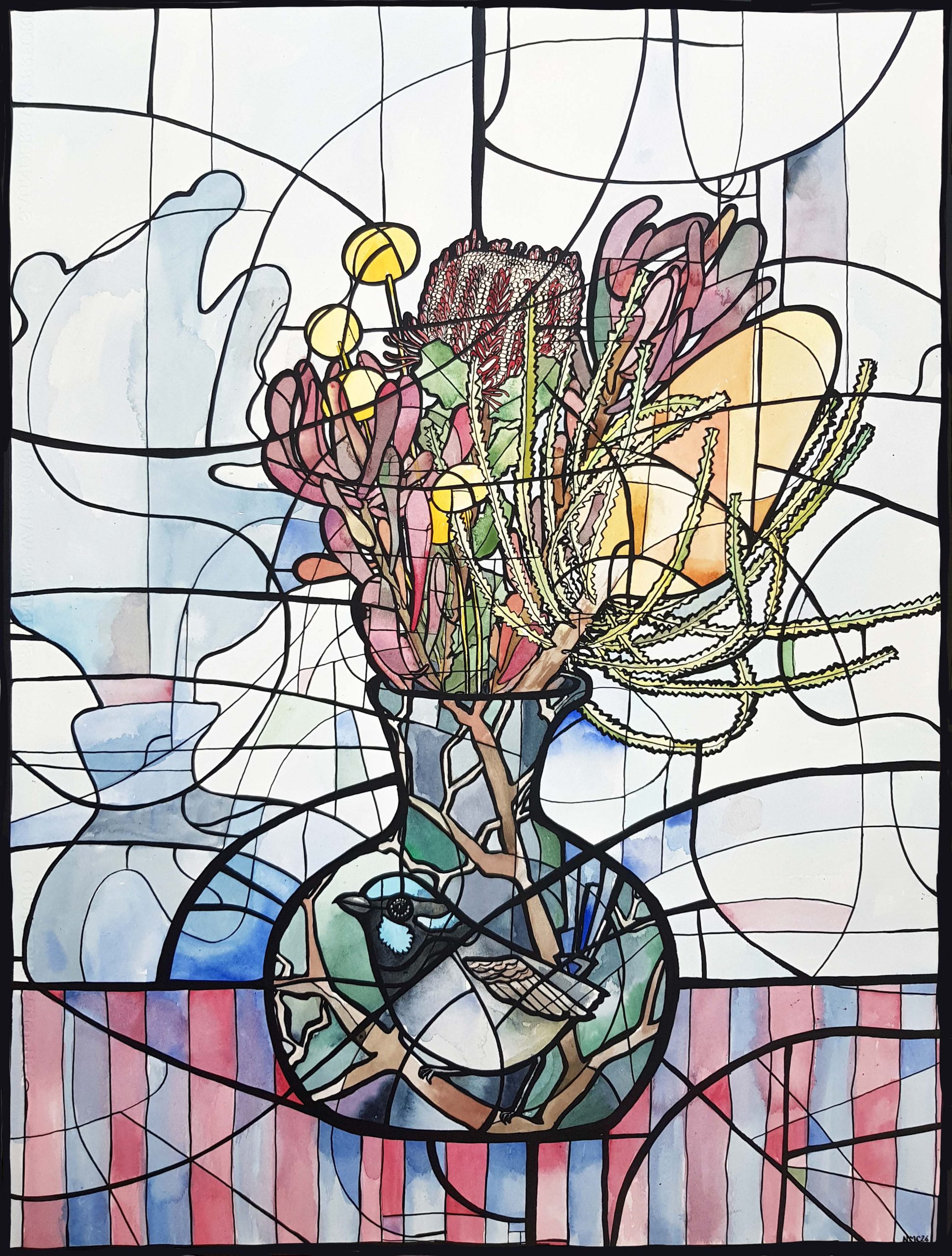 Blue Wren Jug By Nicola Cowie