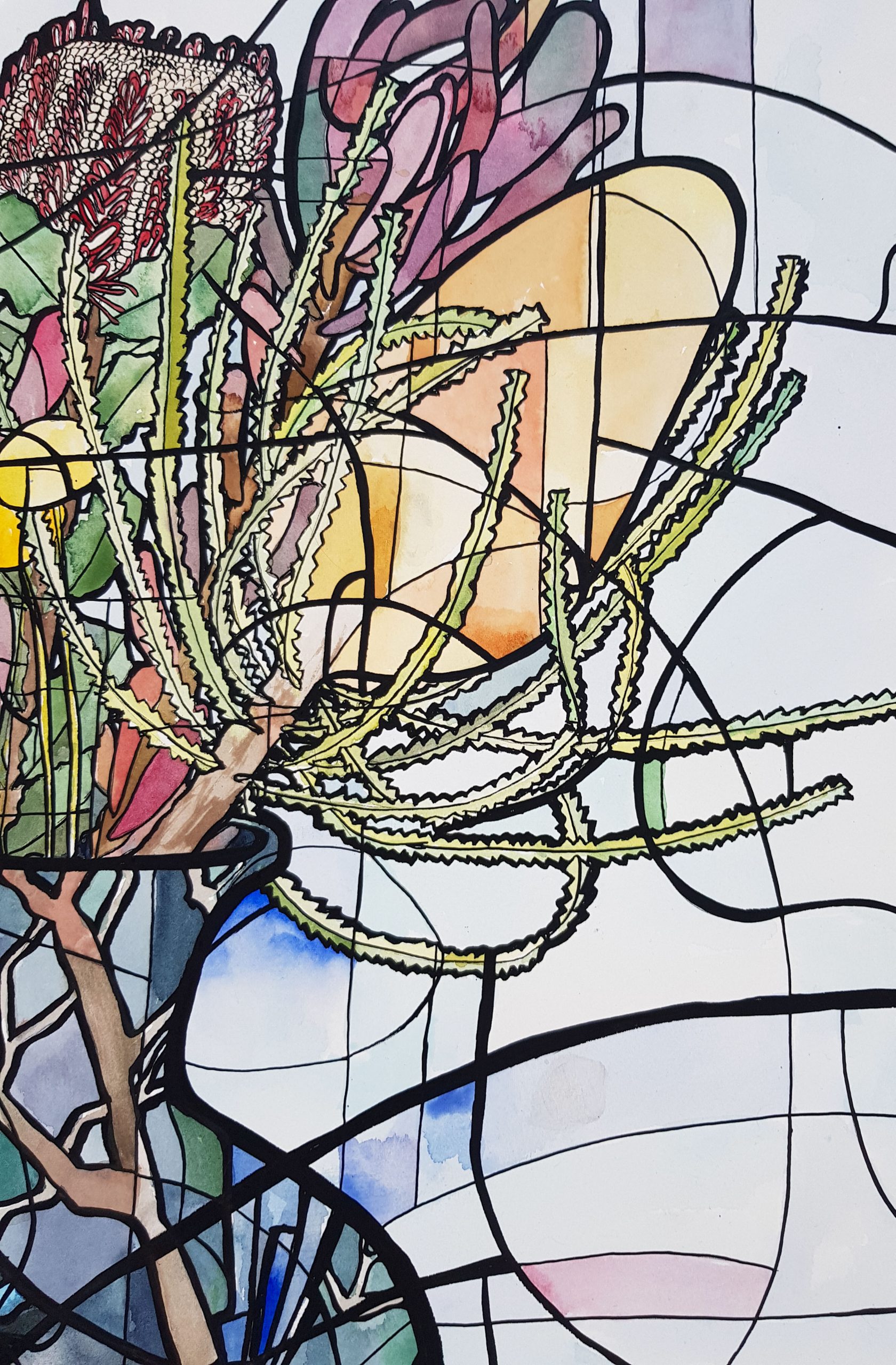 Blue Wren Jug By Nicola Cowie Detail Watercolour