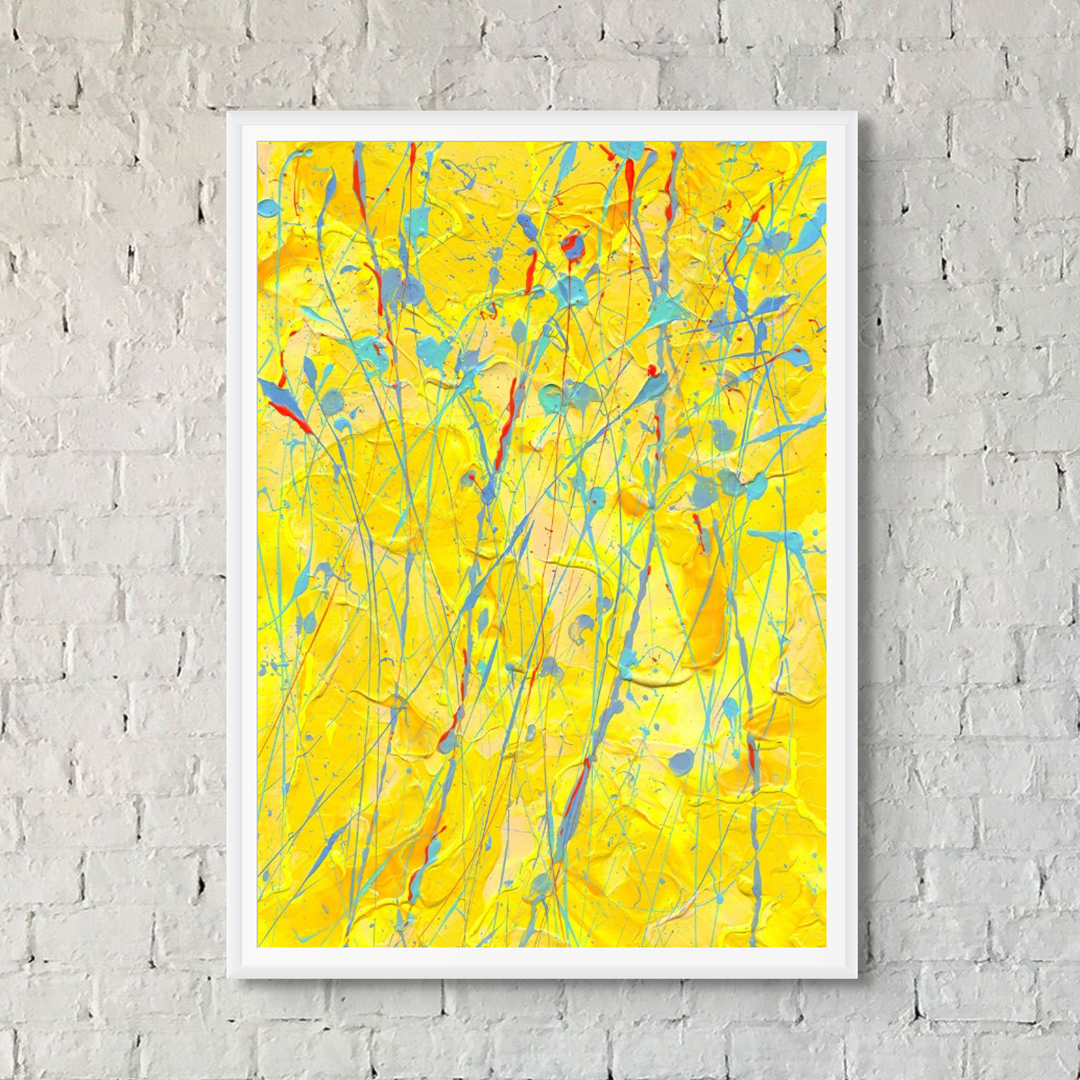 Sunflower Original Abstract On Paper By Bridget Bradley White Fr