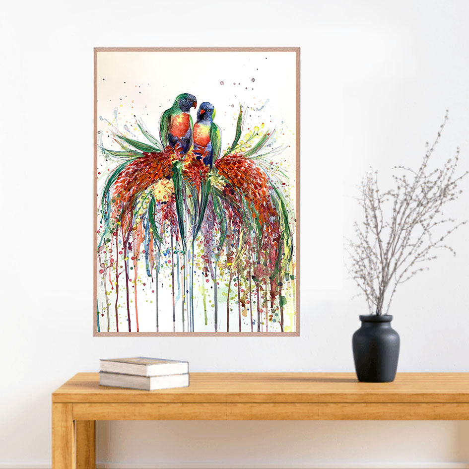 Kae Leni Rainbow Lorikeet Love Framed Example