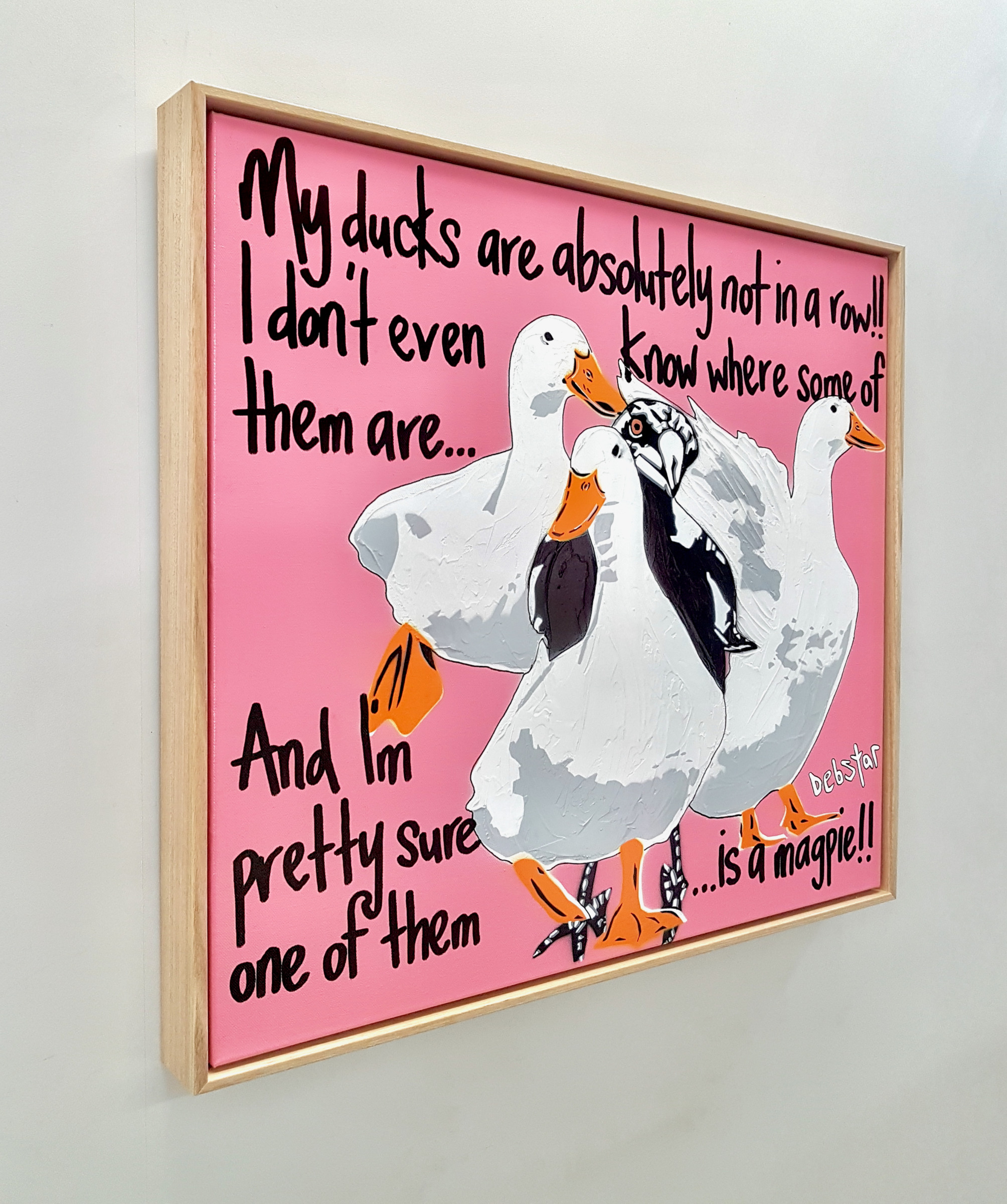 Ducks In A Row! Pink Pop Art Deborah Lang Art Urban Canvas 3