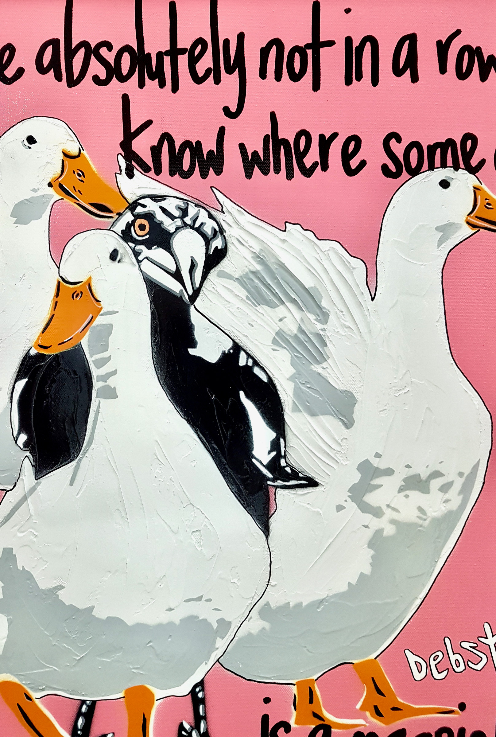 Ducks In A Row! Pink Pop Art Deborah Lang Art Urban Canvas 4