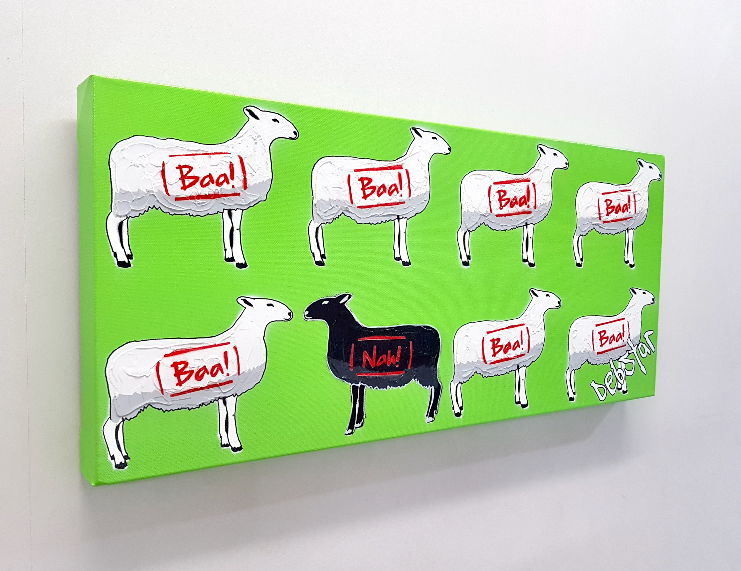 The Black Sheep Unique Meme Green Urban Pop Art Deborah Lang Art Canvas .3
