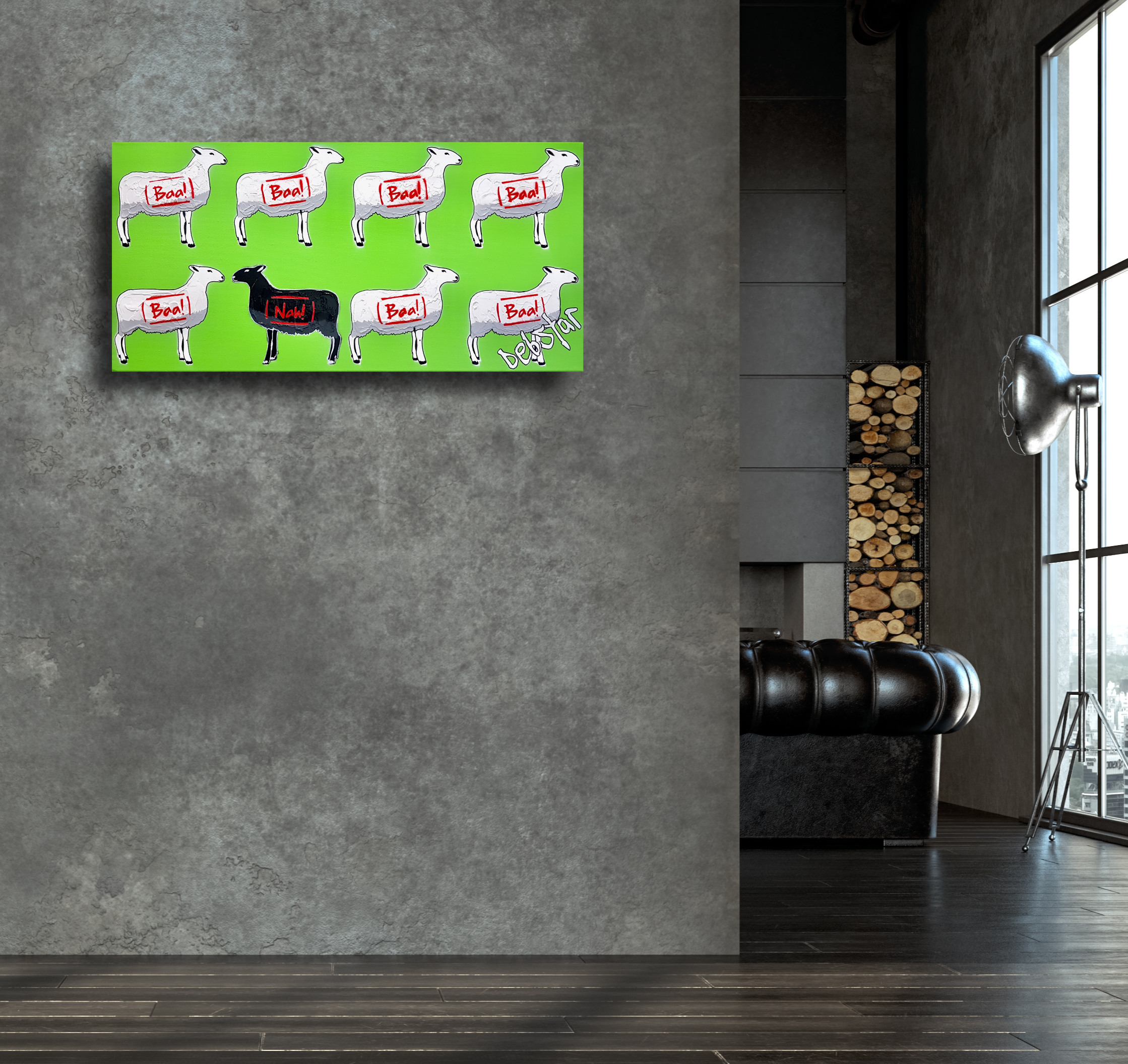 Living Room Interior In Loft, Industrial Style