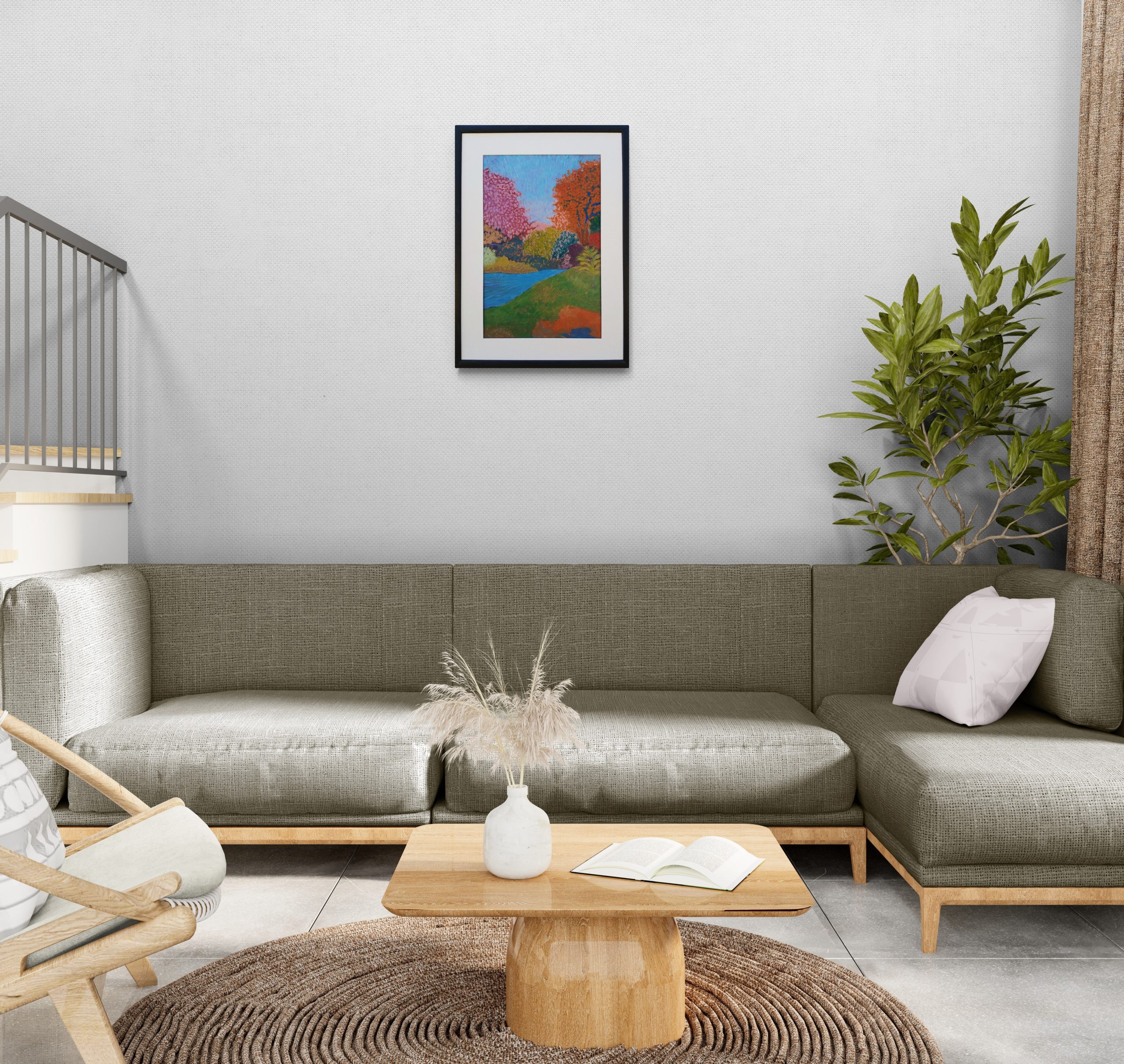 Living Room With Sofa And Leafy Plant 2