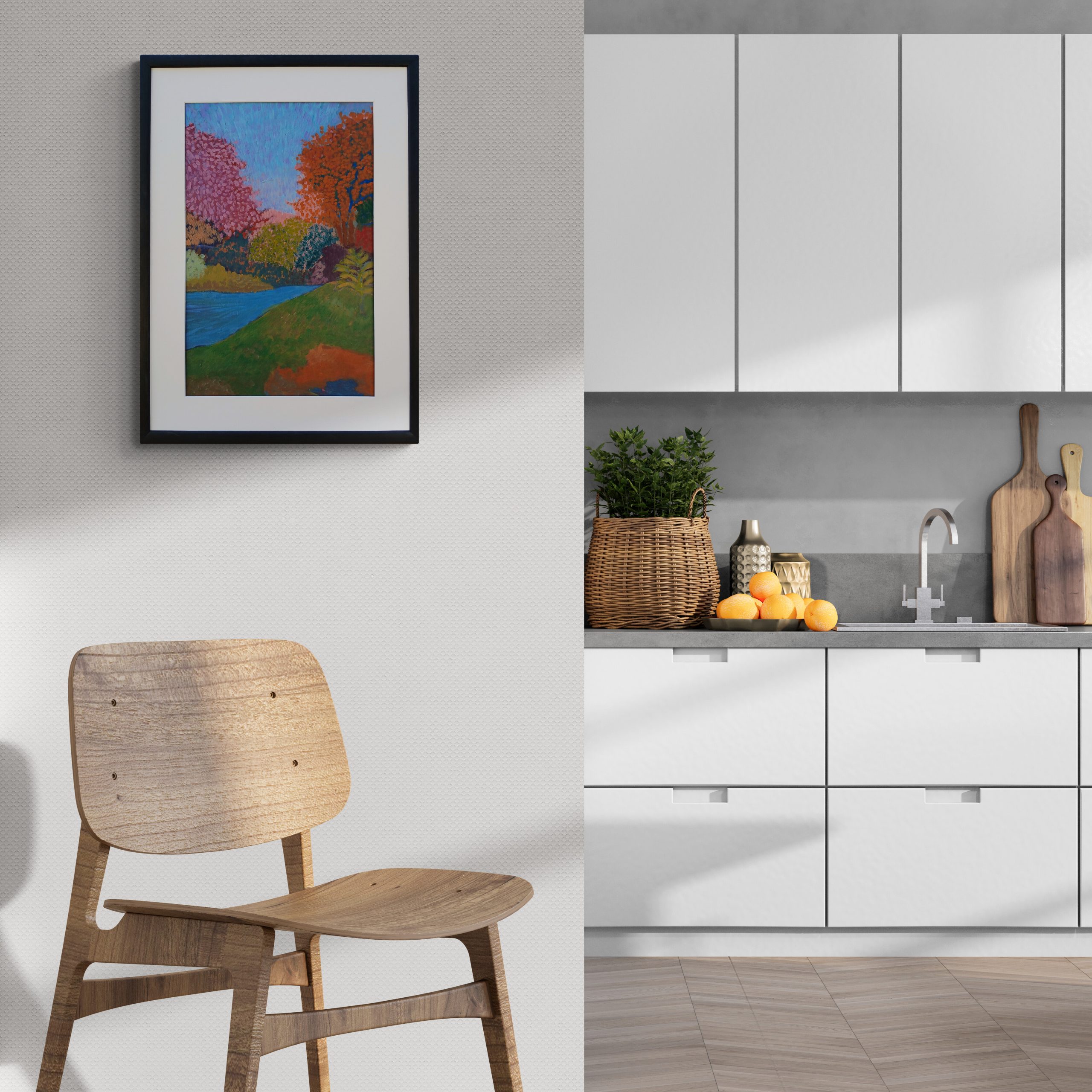 Wooden Chair Next To Kitchen