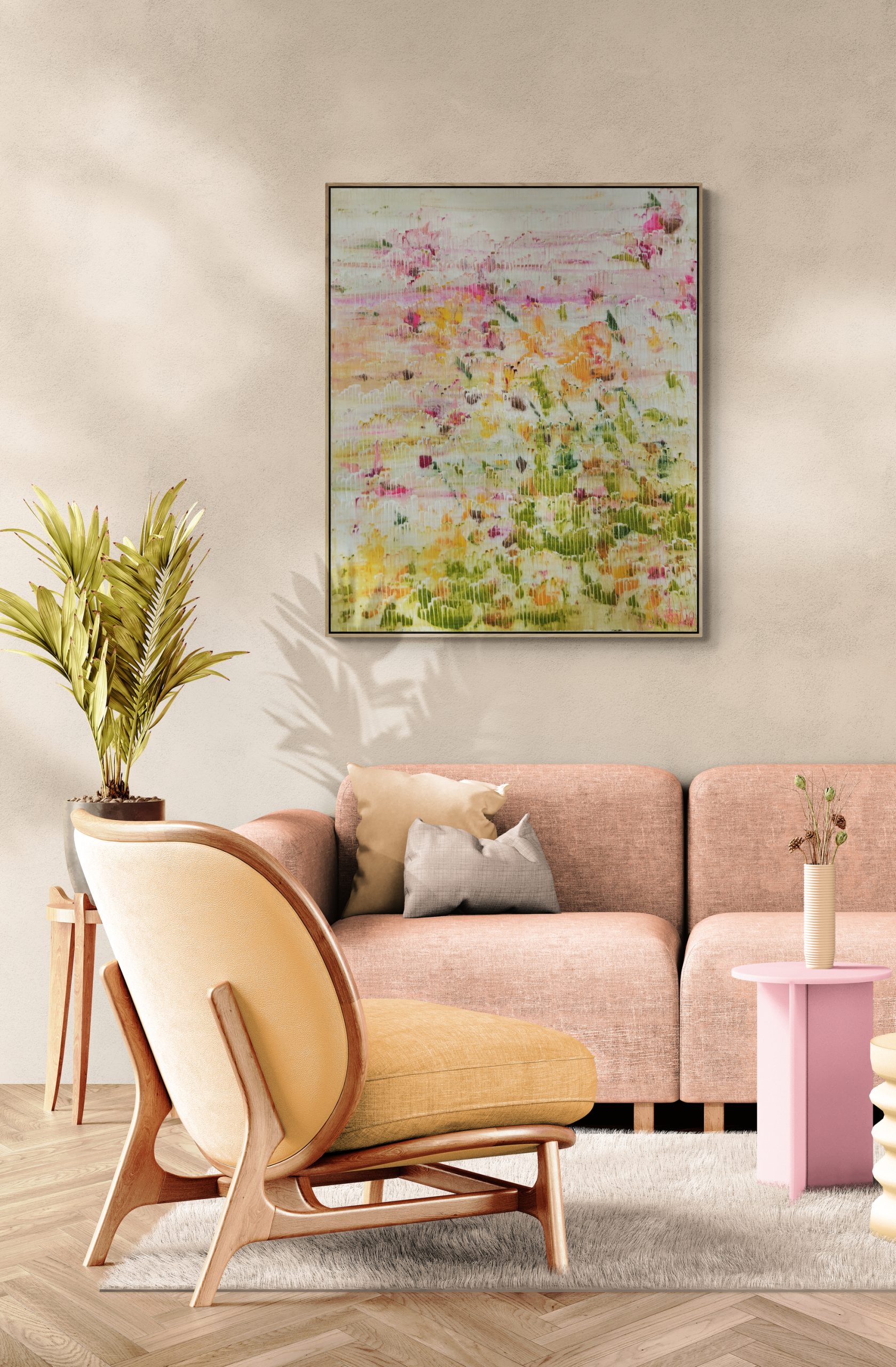 A Modern Living Room With Colorful Furniture (2)