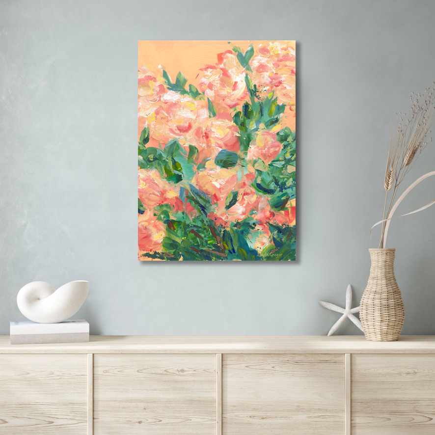 Linda Gregor Austraian Artist Canvas Light On The Blush Petals Interior