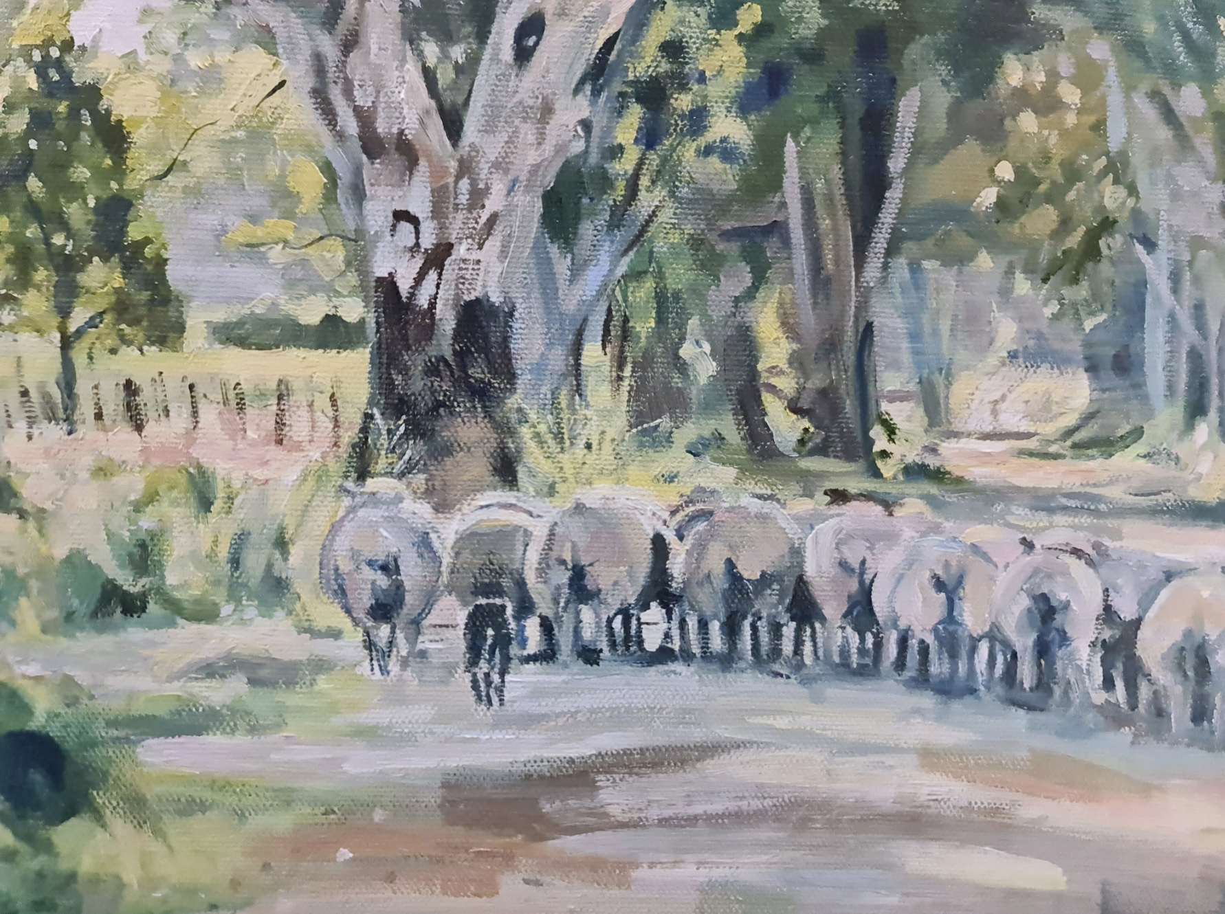 Jess Bringing Home The Rams Jo S. Stacey Fine Art Oil Close Up 2