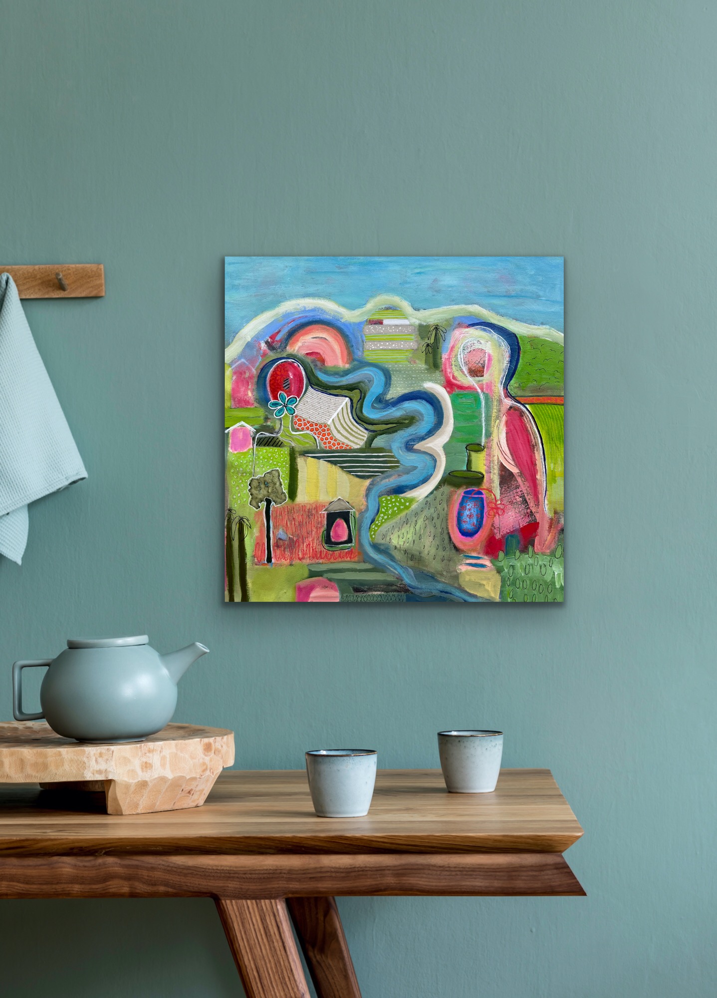 Fields Of Emotion Insitu Turquoise Wall