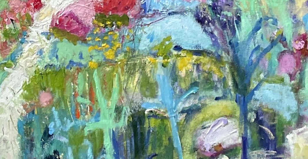 Garden With Orange Poppy Closeup 1