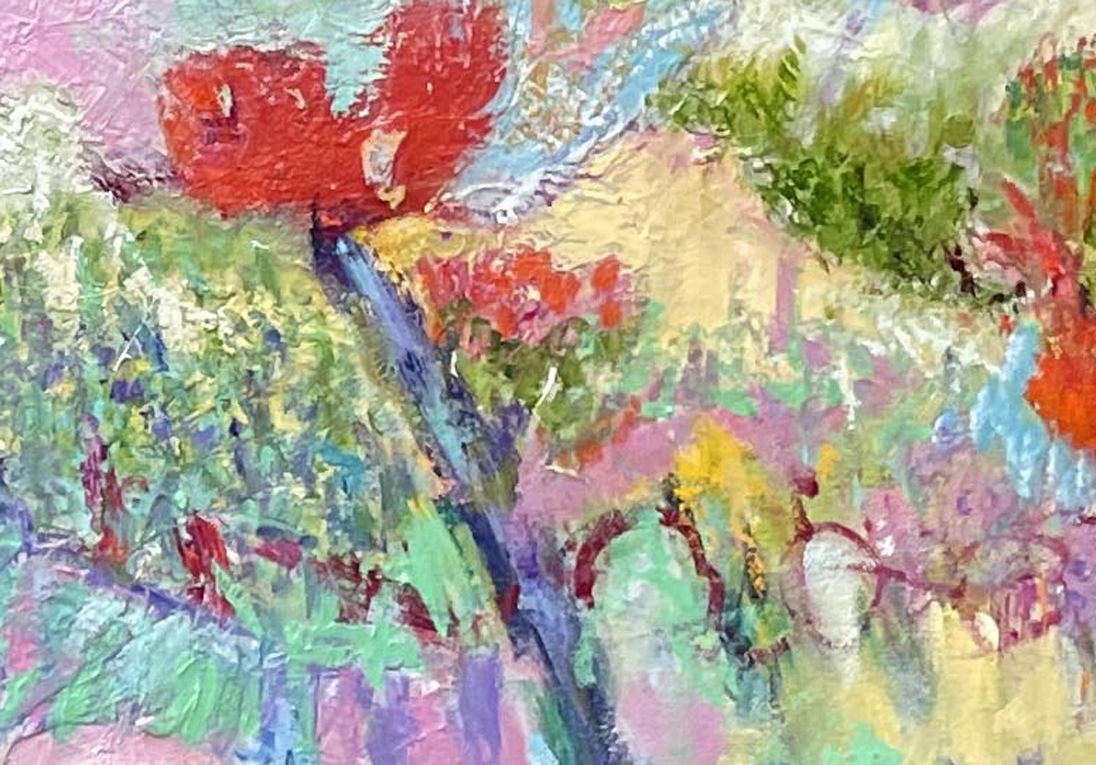 Garden With Orange Poppy Closeup 3