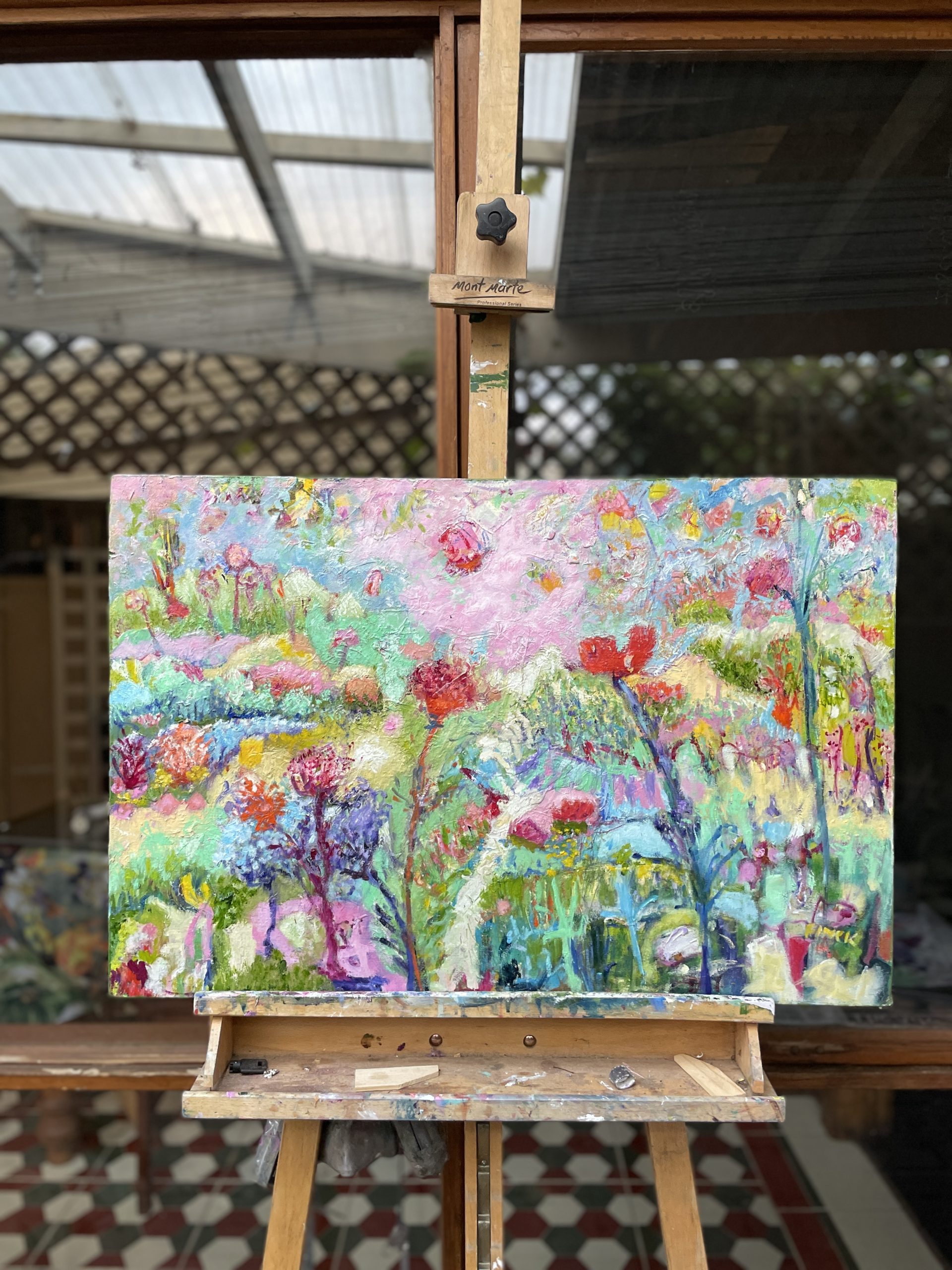 Garden With Orange Poppy Studio View