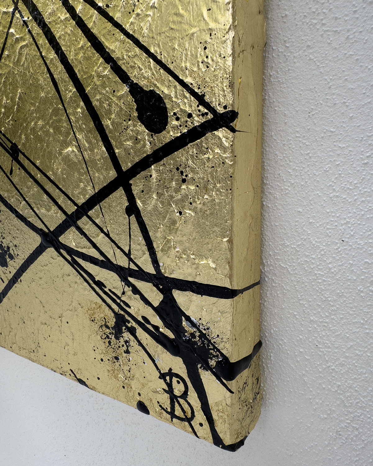 Gold Gold Leaf Textured Abstract Lower Left Edge