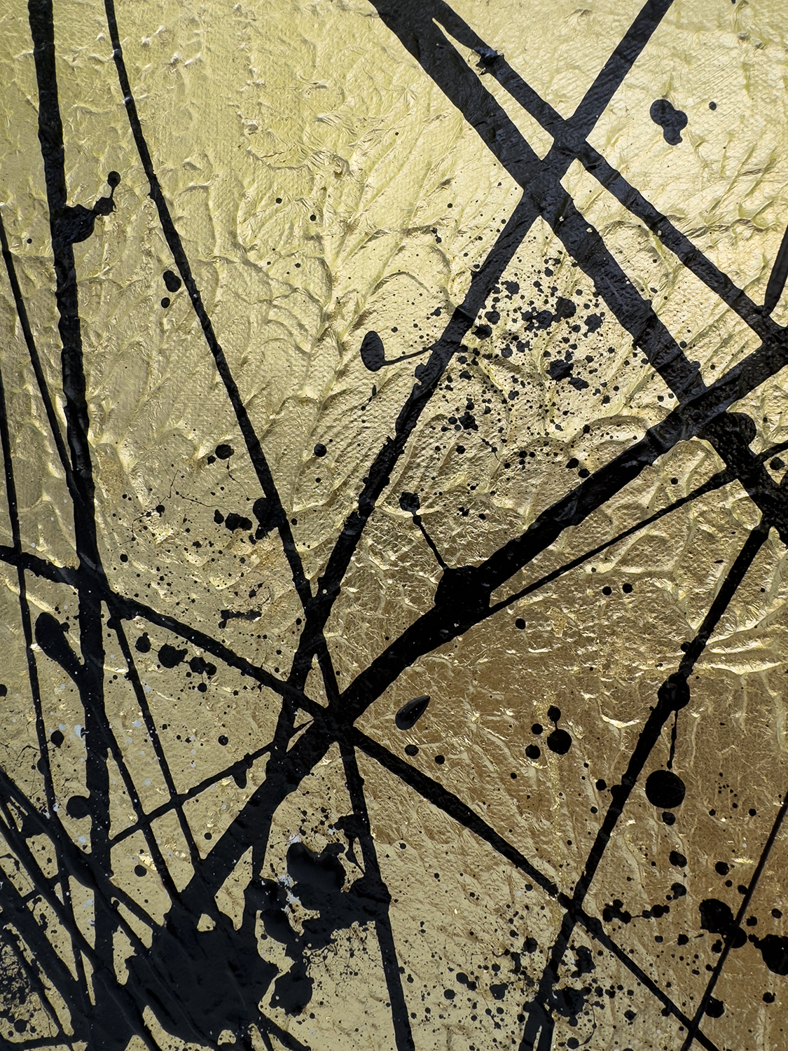 Gold Gold Leaf Abstract Texture And Black Marks