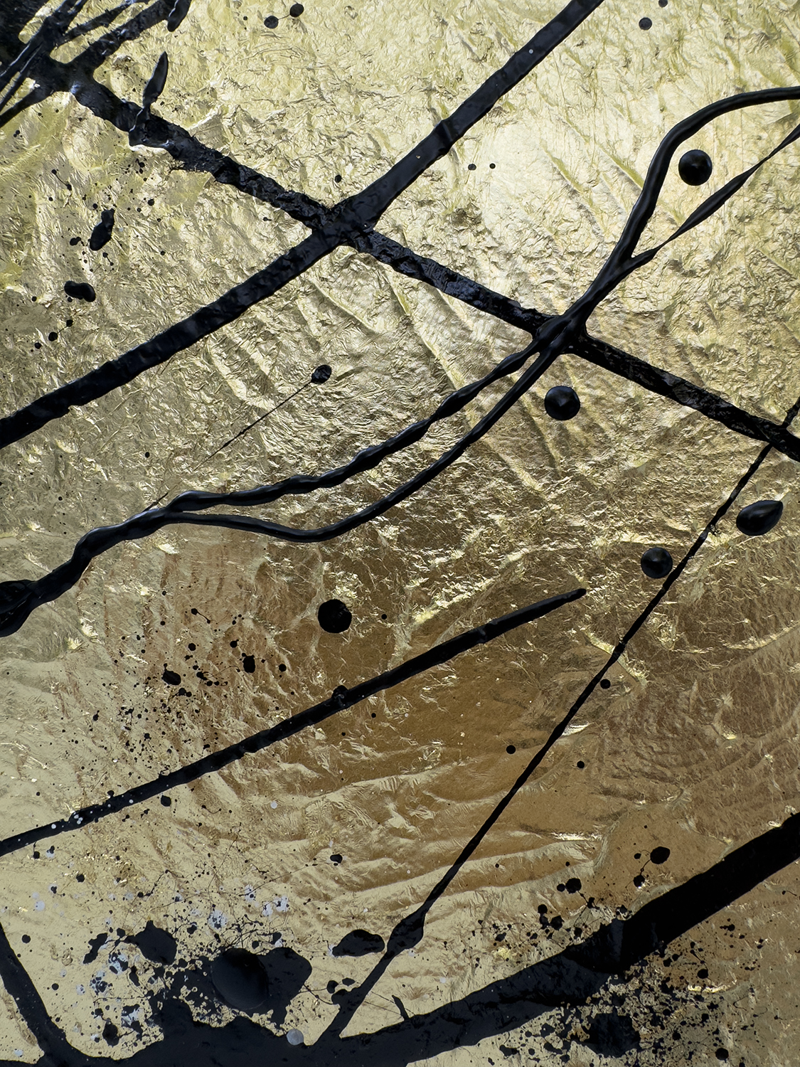 Gold Gold Leaf Abstract Textured Painting Closeup
