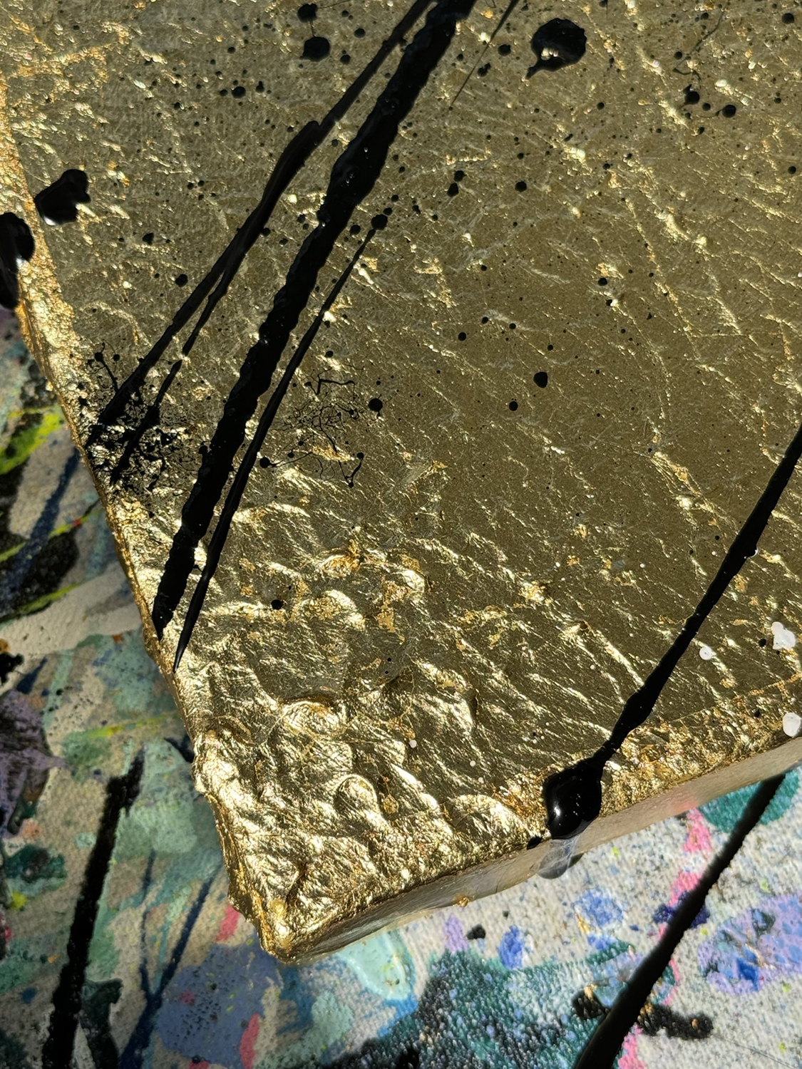 Gold Gold Leaf Abstract Textured Art In Bridget Bradley Art Stud