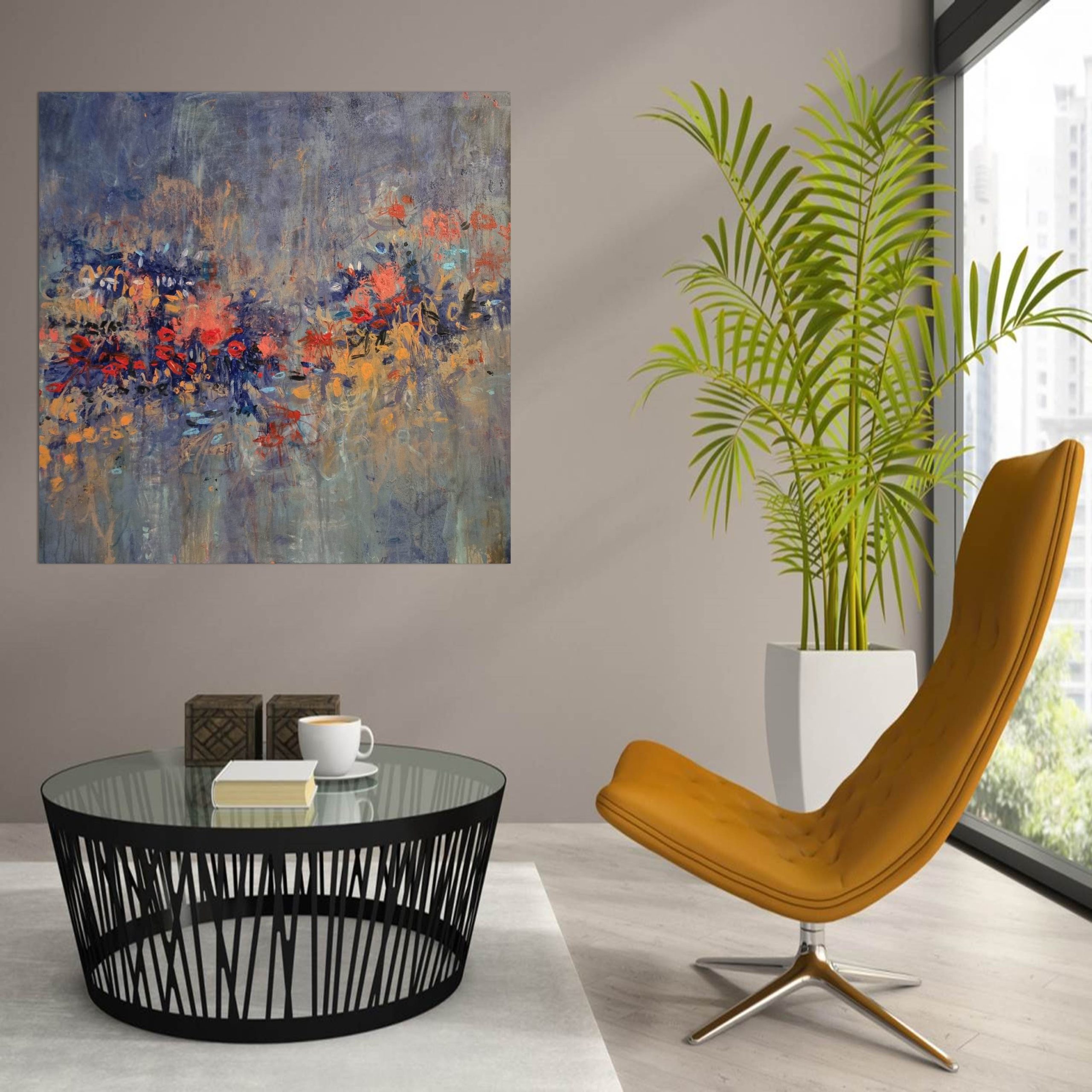 Blue Summer High Rise Office Mustard Chair