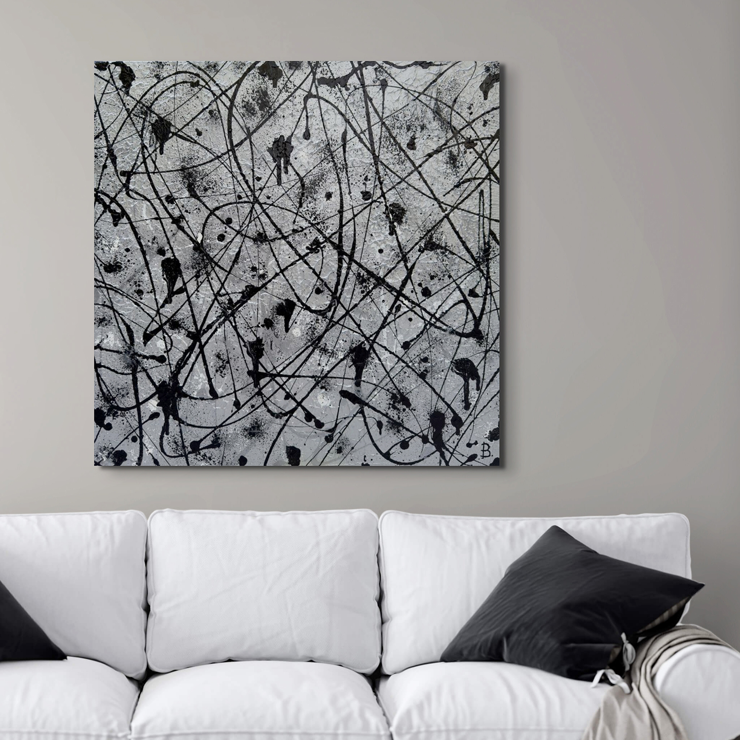 Platinum Abstract Painting By Bridget Bradley Living Room