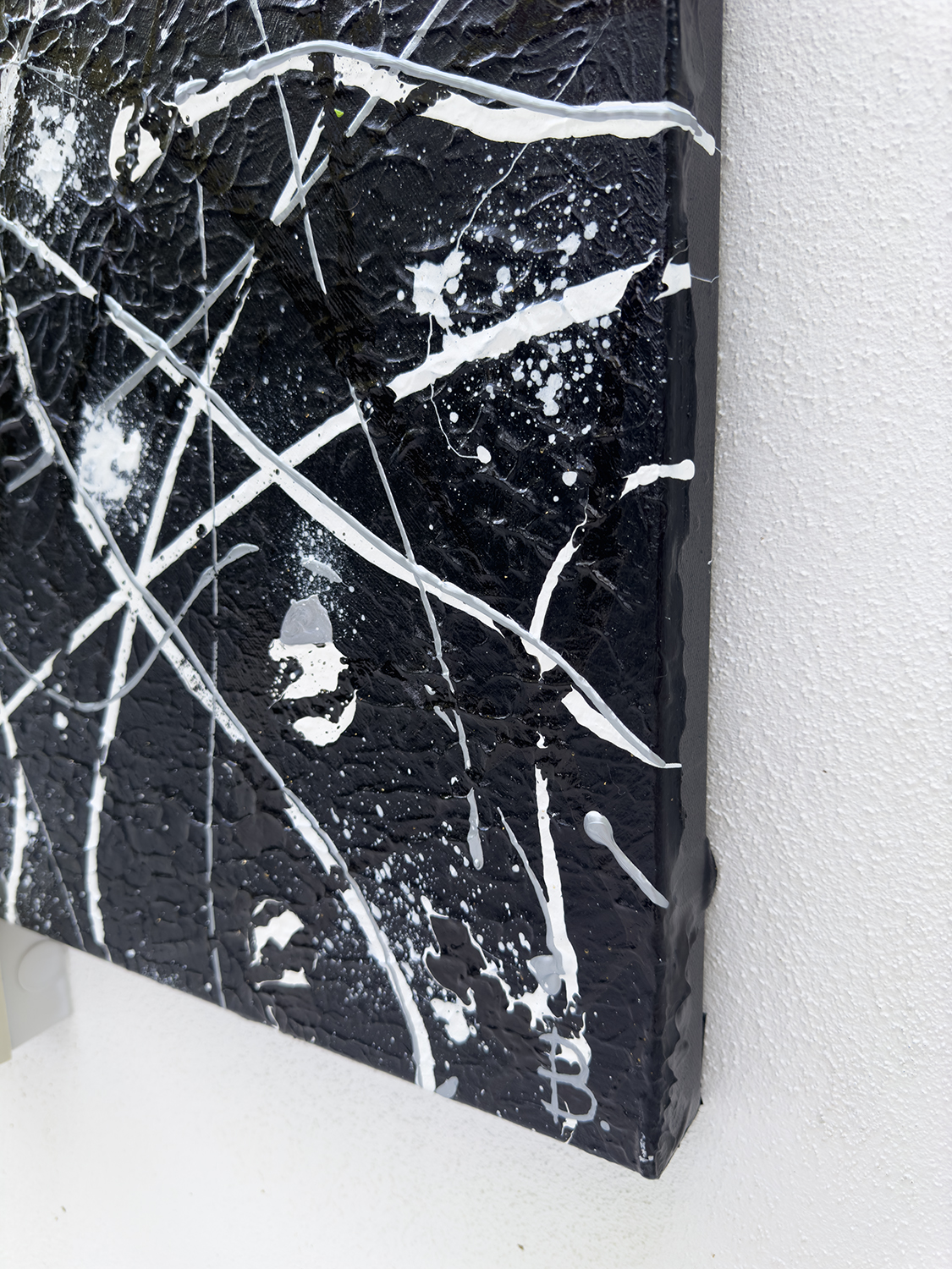 Graphite Original Abstract Painting Left Corner Edge