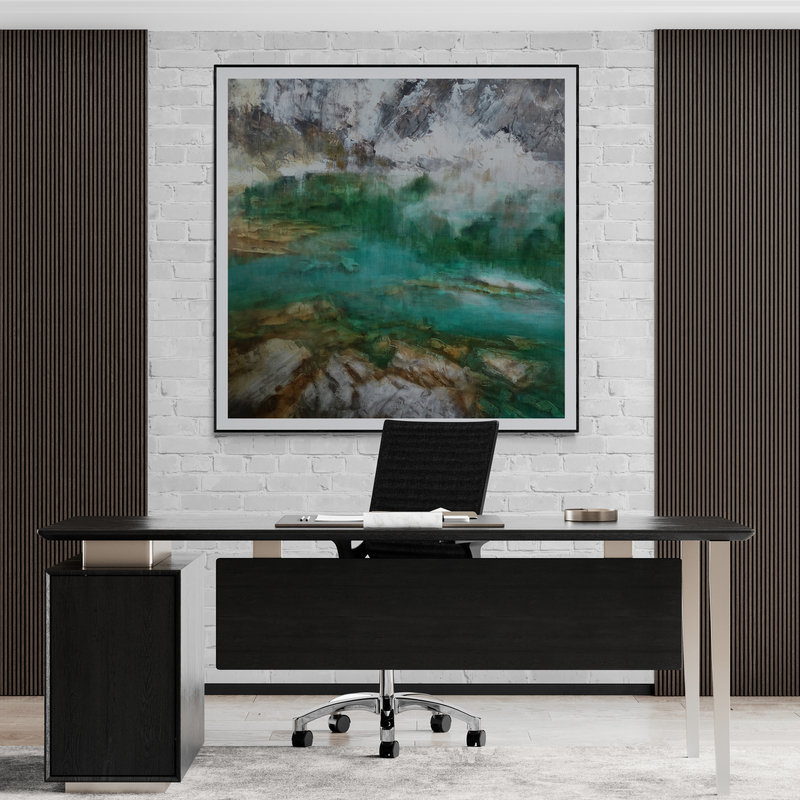 Canvy Crystal Clear 1 Minimal Office With Accent Wall