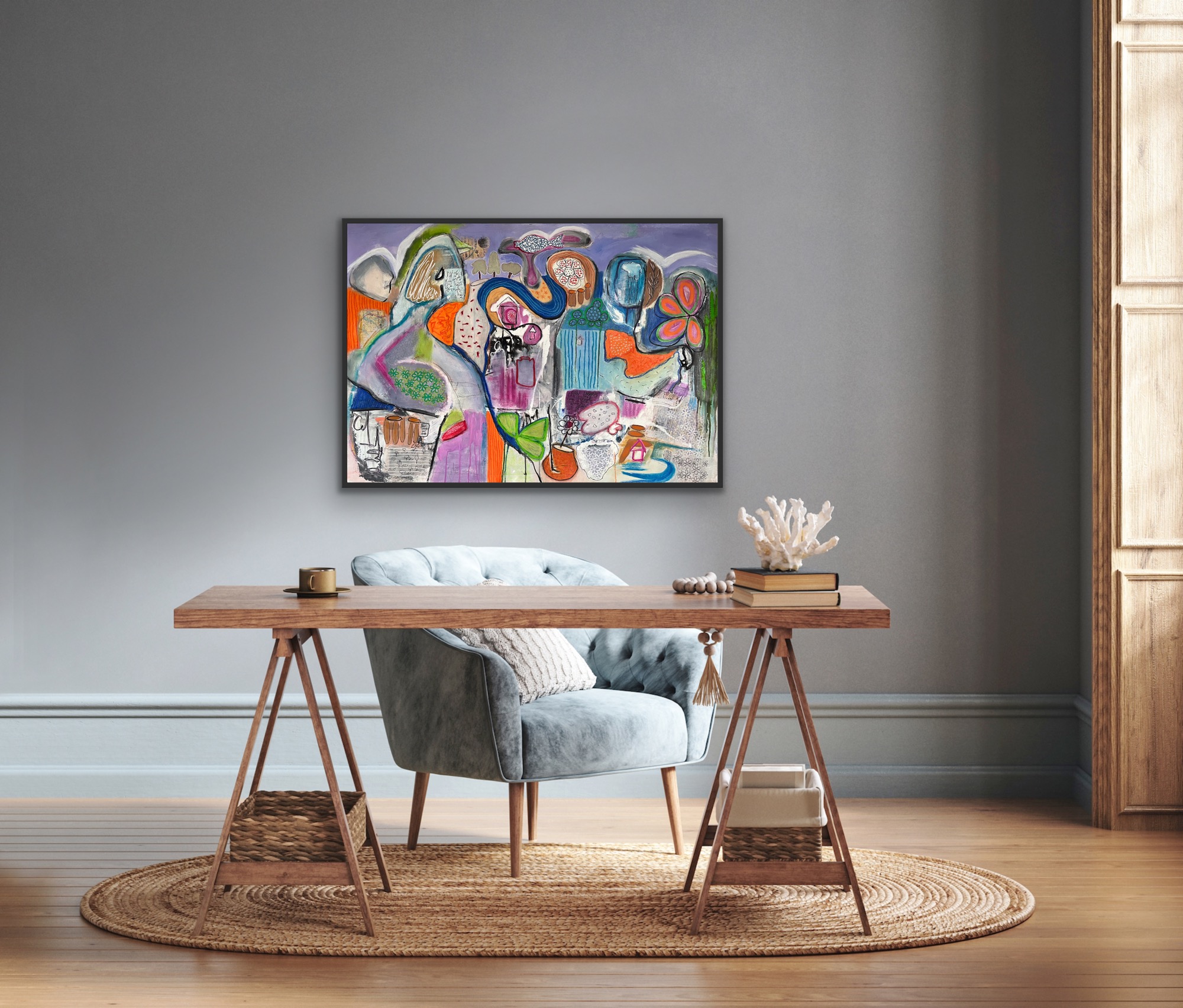 Flourish Insitu Grey Wall