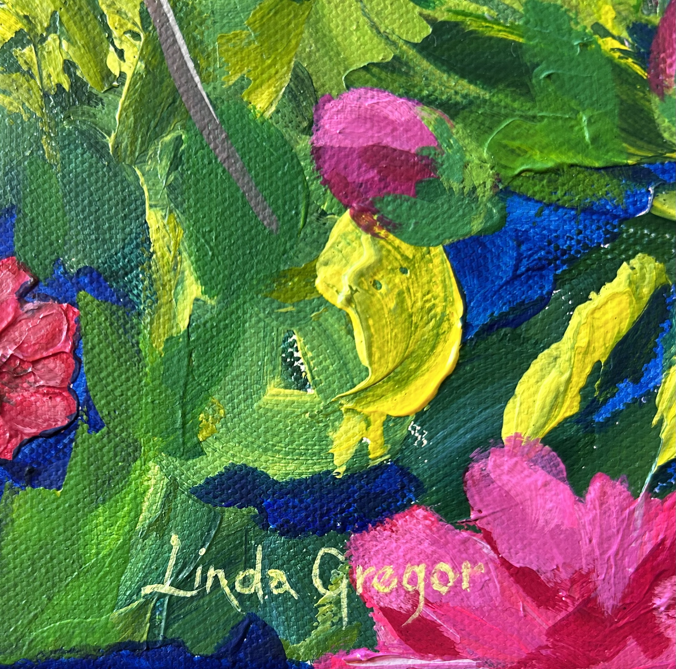 Linda Gregor Australian Artist Explosion Of Pink Signature