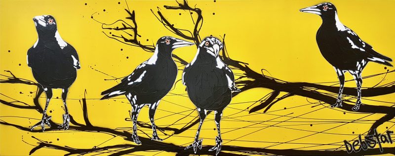 Mischievous Magpies! Yellow pop