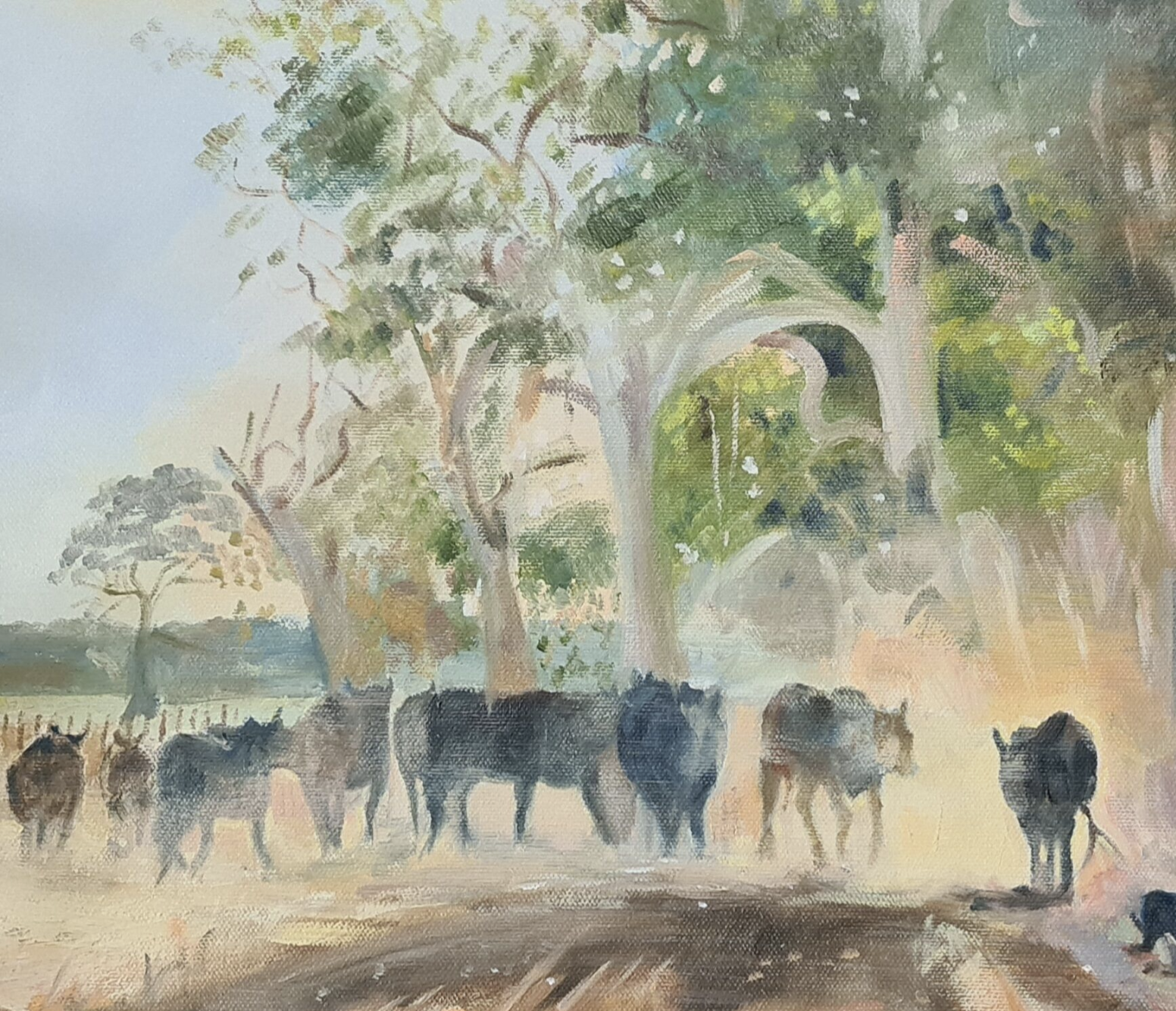 Jess, Moving The Heifers Jo S. Stacey Fine Art Oils Close Up 1