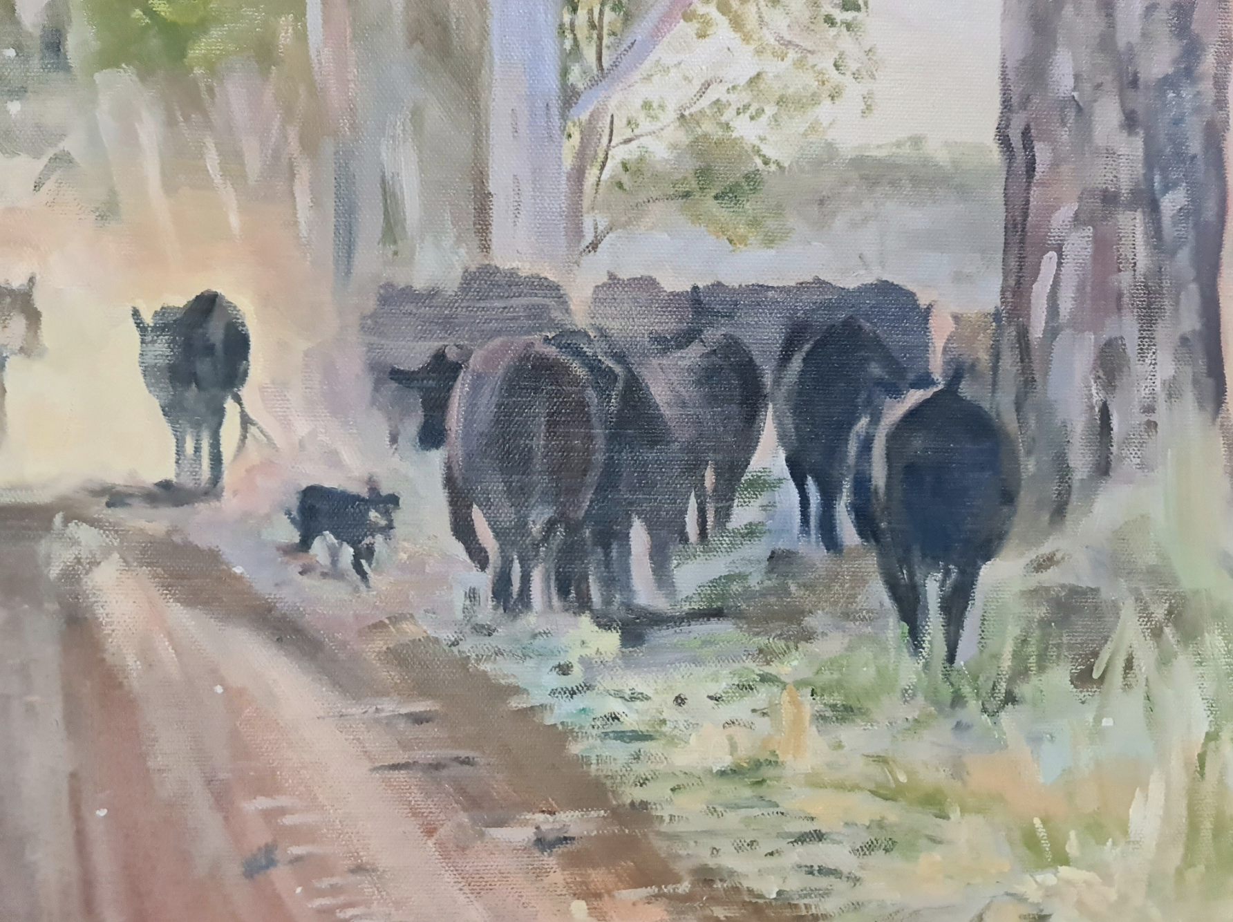 Jess, Moving The Heifers Jo S. Stacey Fine Art Oils Close Up 2