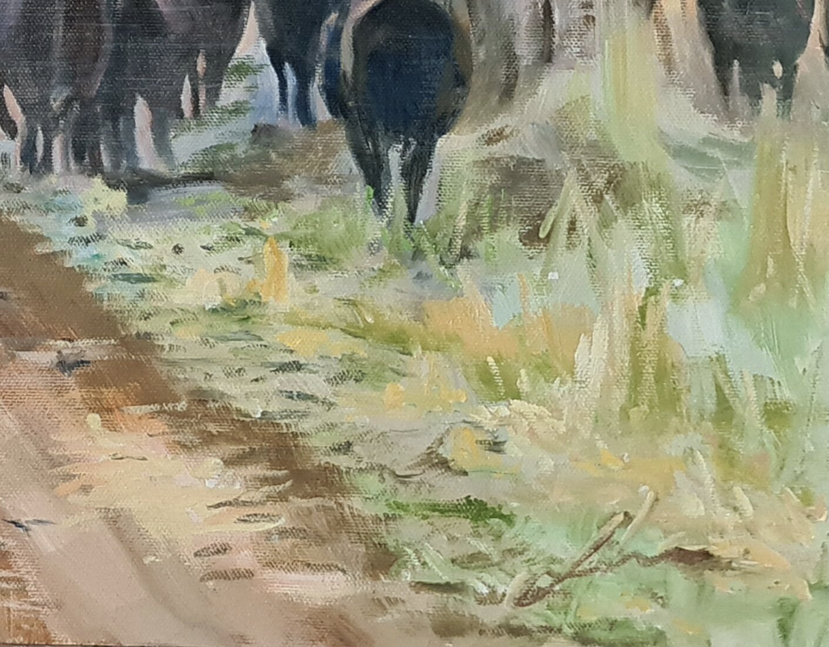 Jess, Moving The Heifers Jo S. Stacey Fine Art Oils Close Up 3