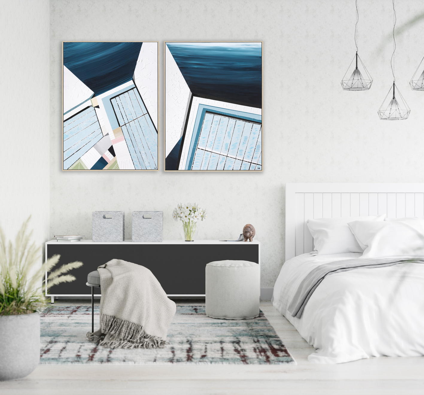 3d Modern Interior Of Bedroom With Mockup Photo Frame