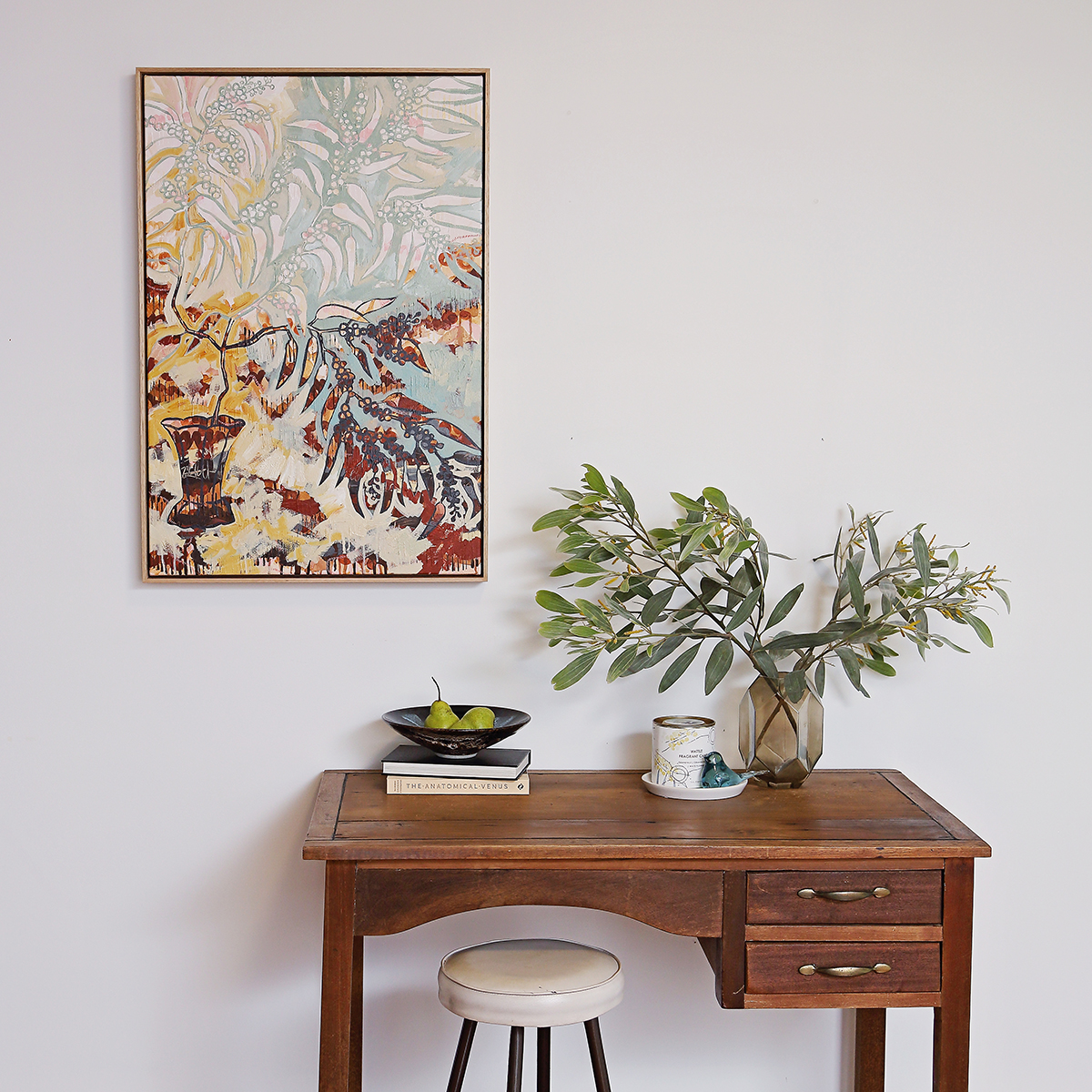 Lr 017 Golden Wattle Still I Smith & Brooks Melbourne Artist Australian Interiors Buy Art For My Living Room Abstract Plants