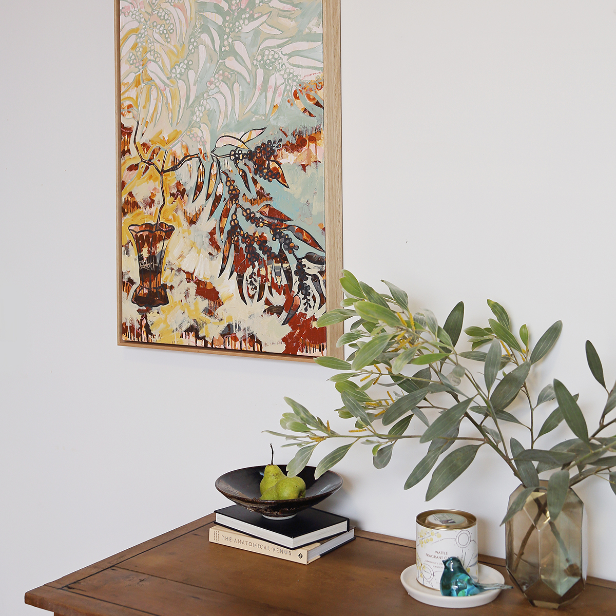 Lr 022 Golden Wattle Still I Smith & Brooks Melbourne Artist Australian Interiors Buy Art For My Living Room Abstract Plants