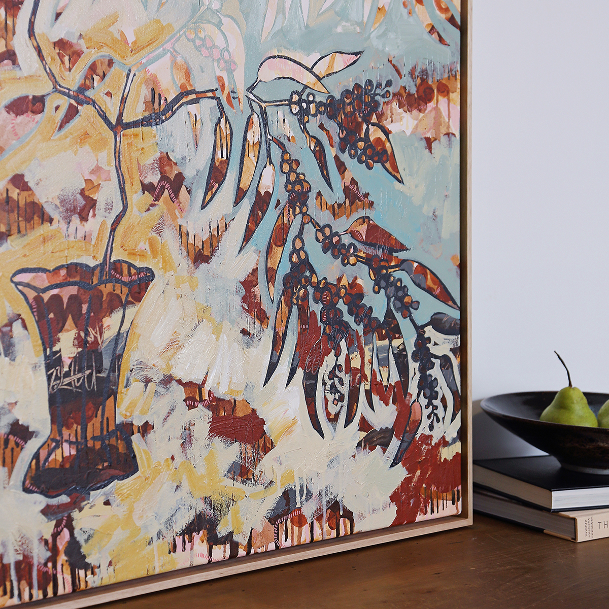 Lr 039 Golden Wattle Still I Smith & Brooks Melbourne Artist Australian Interiors Buy Art For My Living Room Abstract Plants