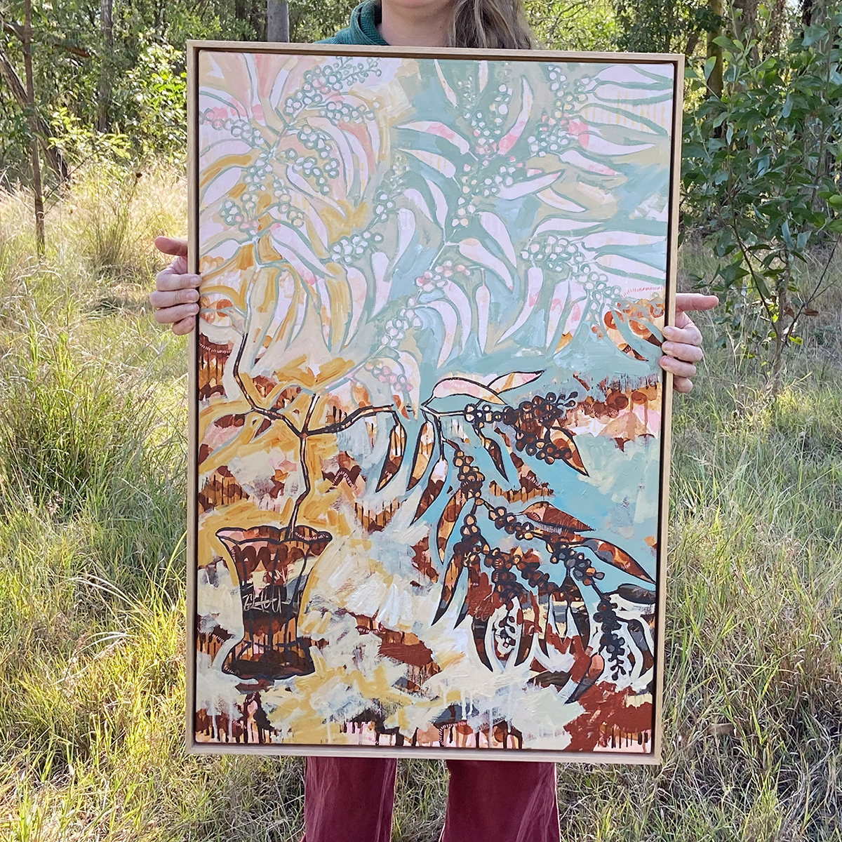 Lr 045 Golden Wattle Still I Smith & Brooks Melbourne Artist Australian Interiors Buy Art For My Living Room Abstract Plants