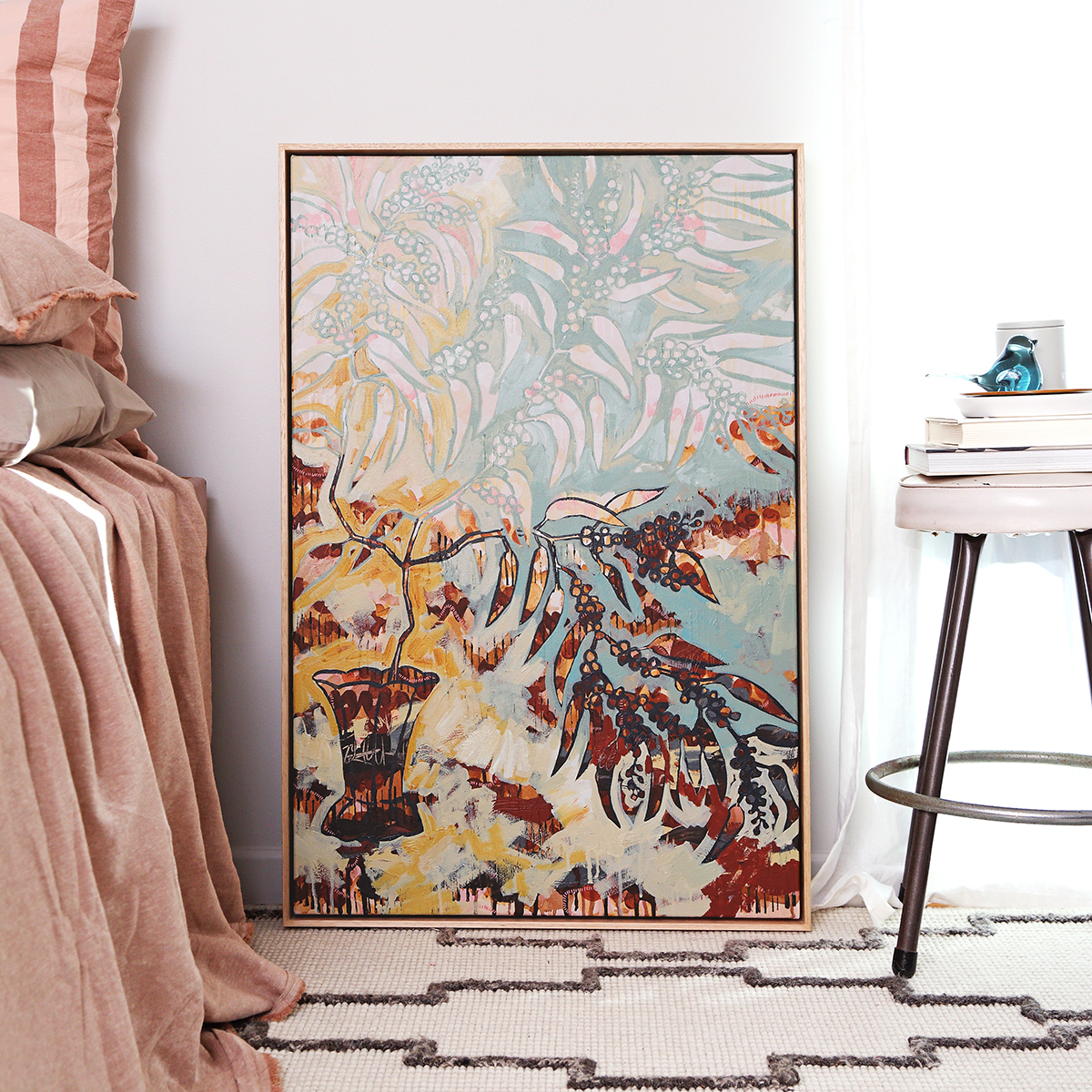 Lr 055 Golden Wattle Still I Smith & Brooks Melbourne Artist Australian Interiors Buy Art For My Living Room Abstract Plants