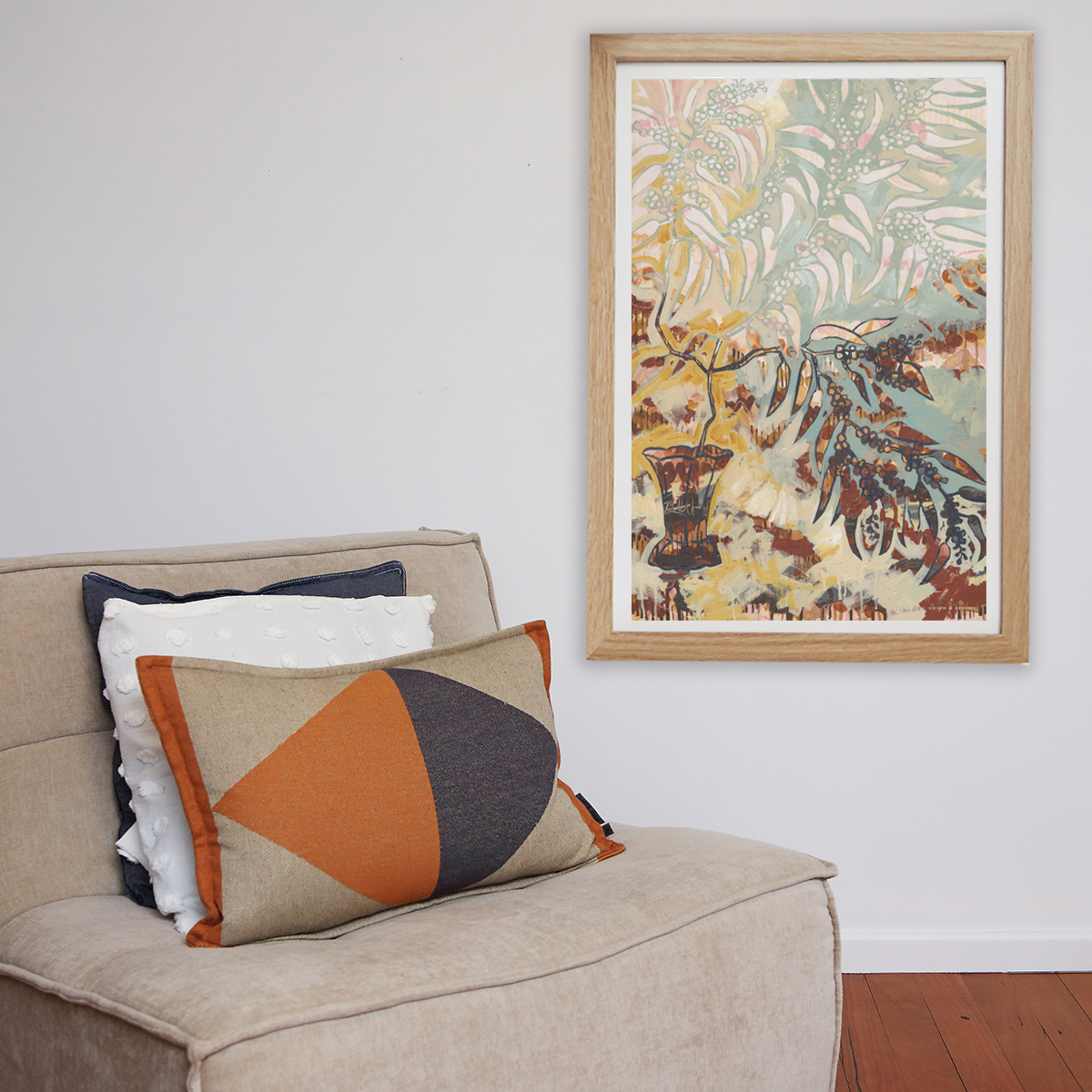 Lr 062 Golden Wattle Still I Smith & Brooks Melbourne Artist Australian Interiors Buy Art For My Living Room Abstract Plants