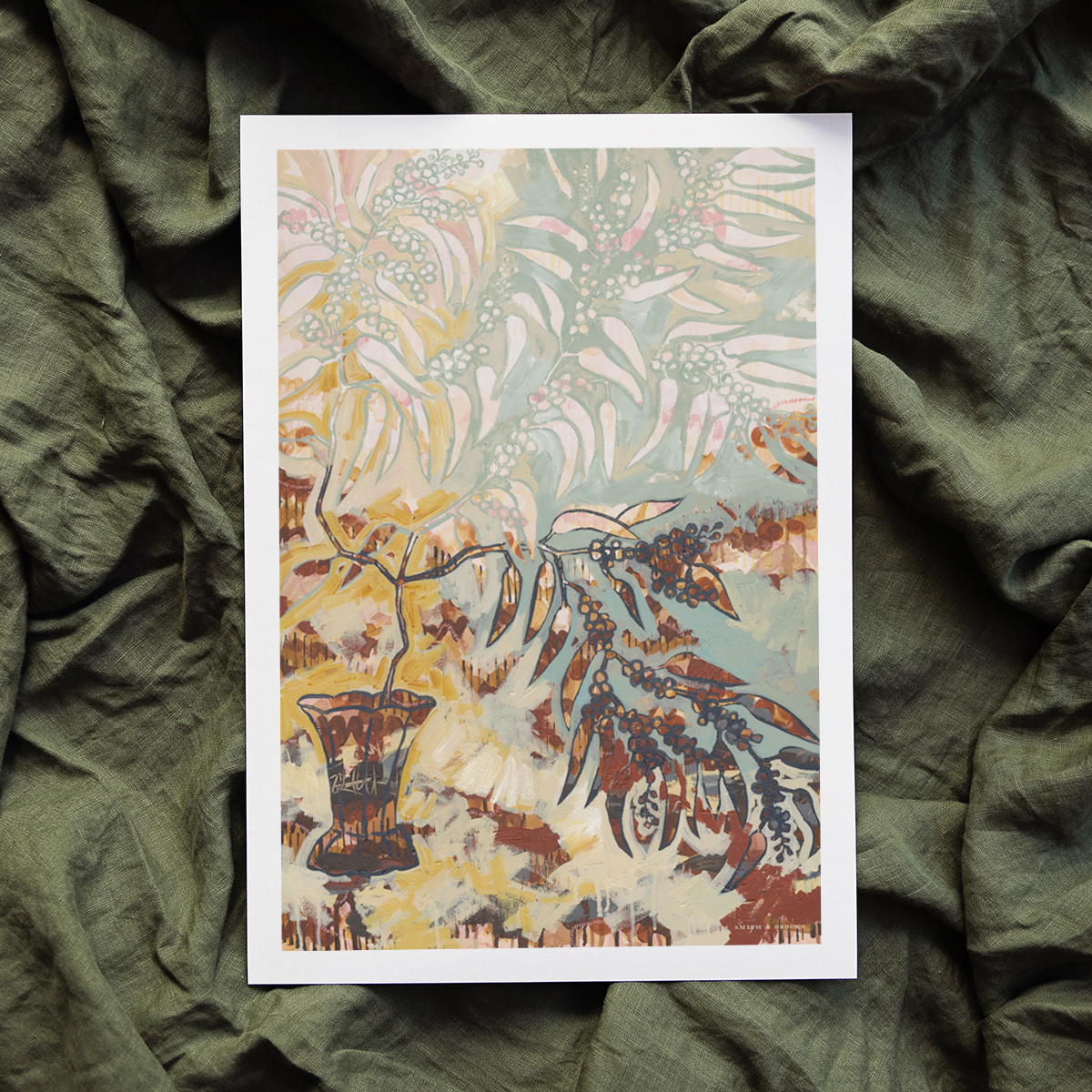 Lr 067 Golden Wattle Still I Smith & Brooks Melbourne Artist Australian Interiors Buy Art For My Living Room Abstract Plants