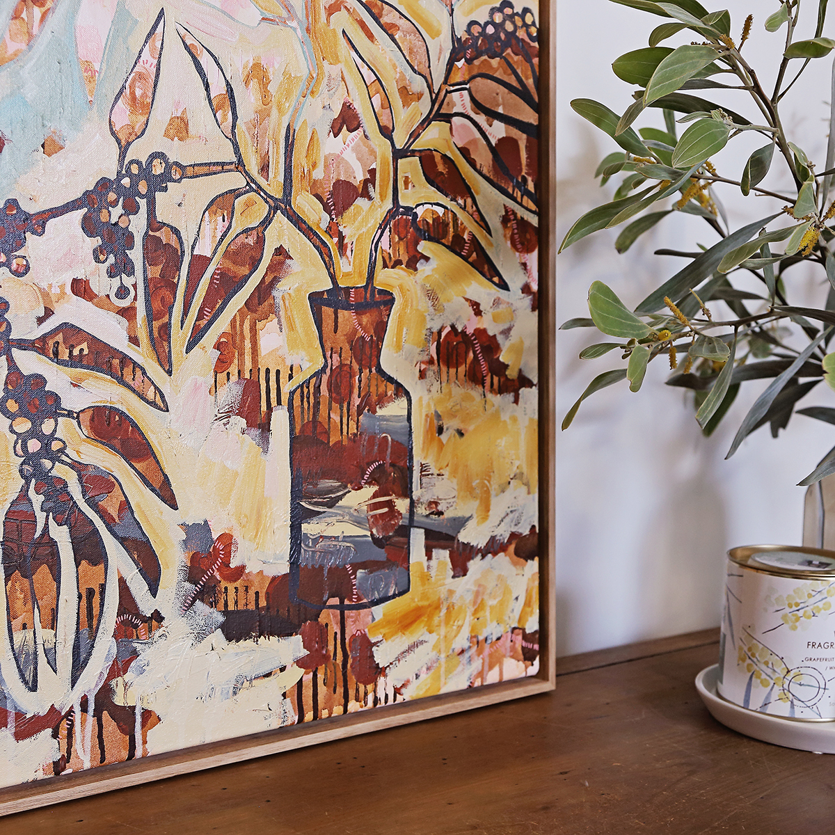 Lr 055 Golden Wattle Still Ii Smith & Brooks Melbourne Interior Design Art For Australian Interiors Wall Art For My Home Abstract Floral
