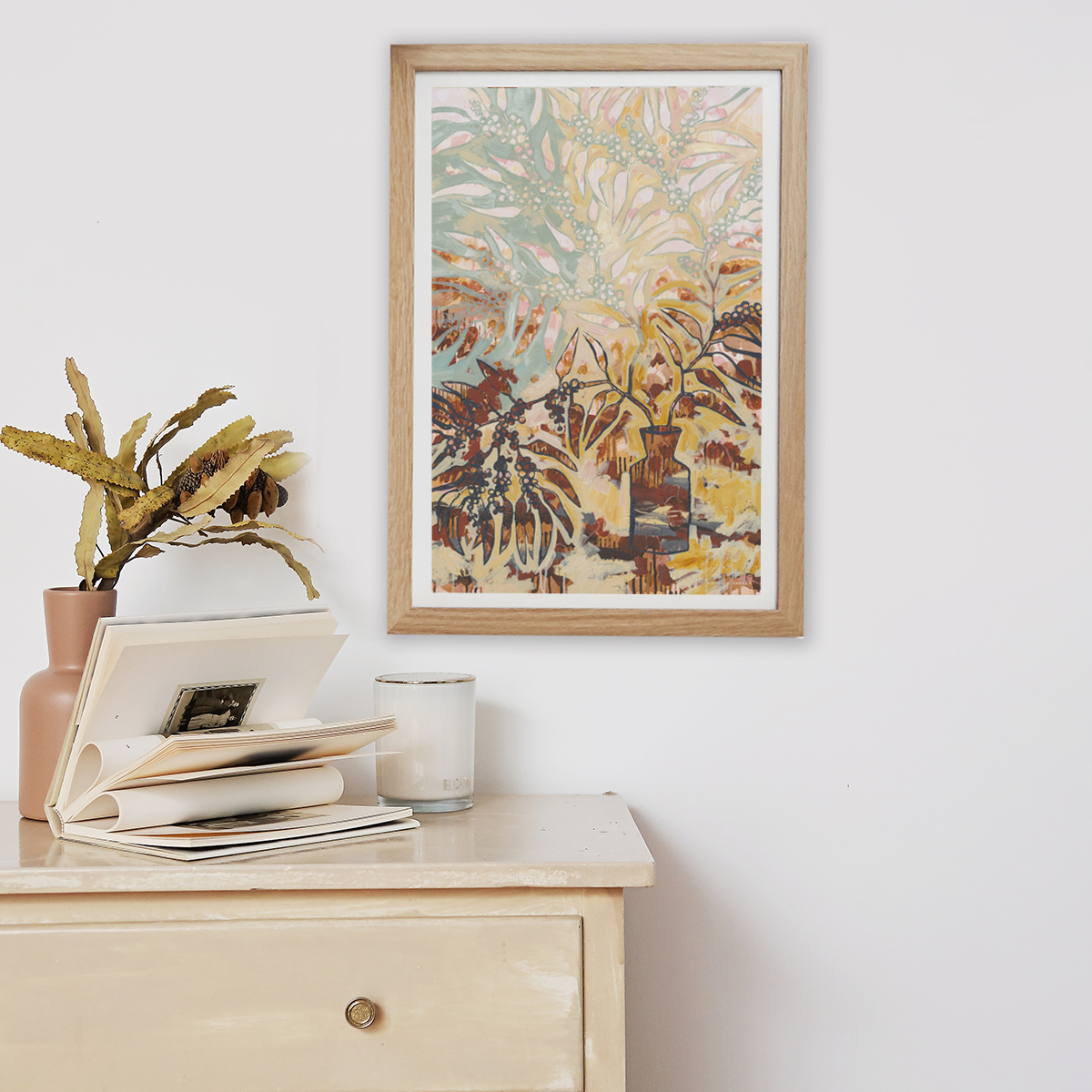 Lr 076 Golden Wattle Still Ii Smith & Brooks Melbourne Interior Design Art For Australian Interiors Wall Art For My Home Abstract Floral