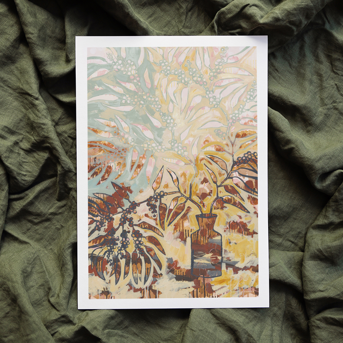 Lr 082 Golden Wattle Still Ii Smith & Brooks Melbourne Interior Design Art For Australian Interiors Wall Art For My Home Abstract Floral