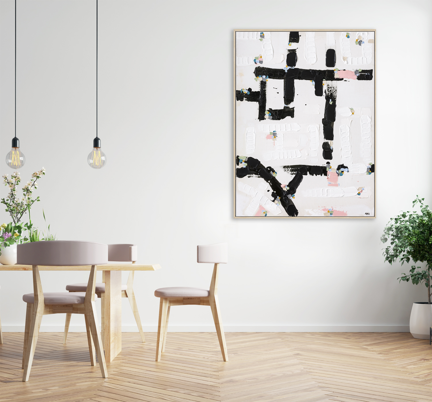 Mock Up Poster In Modern Dining Room Interior Design With White