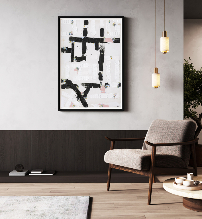 Empty Picture Frame Mock Up In Modern Room Interior With Armchai