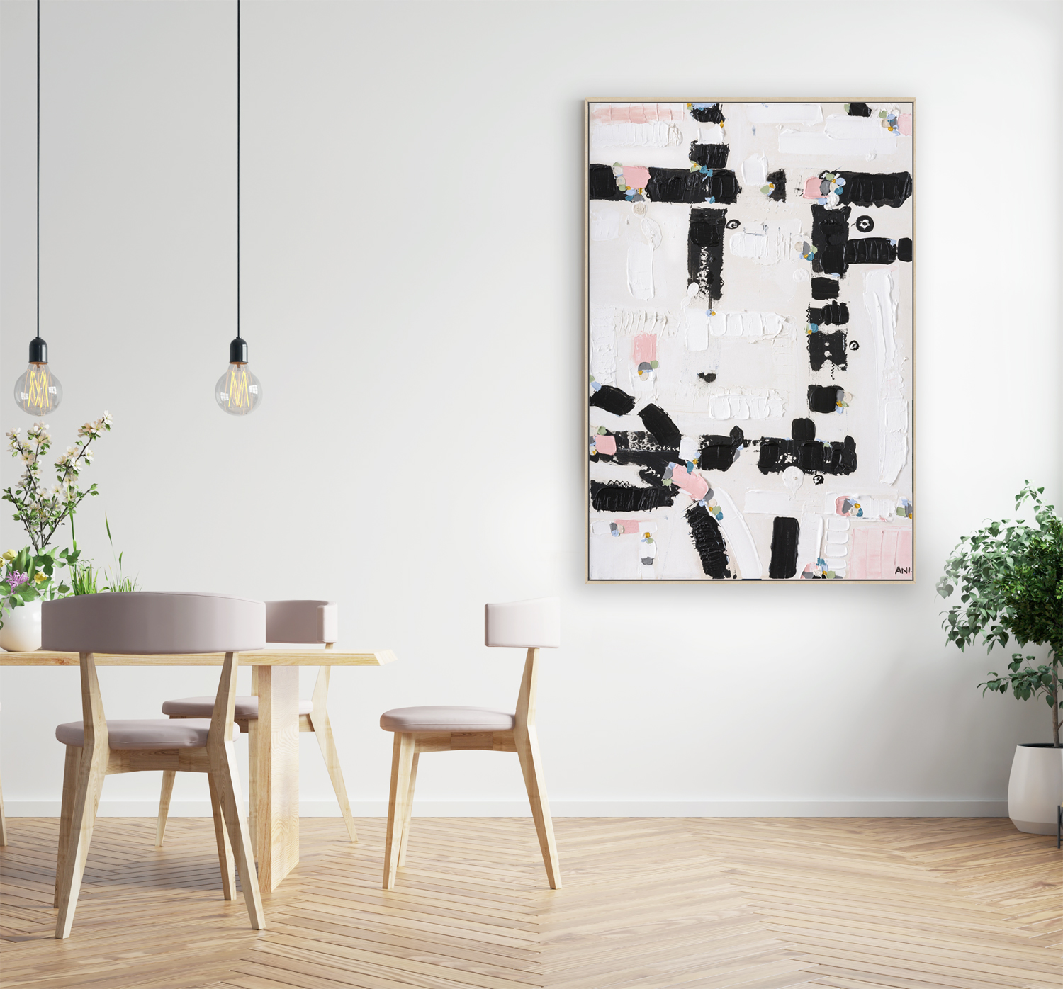 Mock Up Poster In Modern Dining Room Interior Design With White