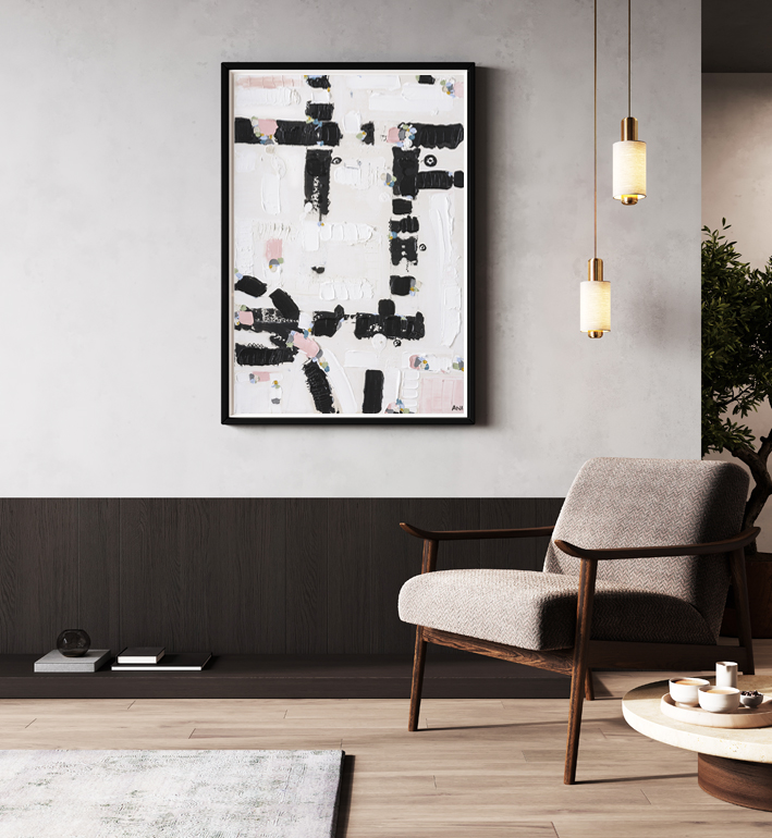 Empty Picture Frame Mock Up In Modern Room Interior With Armchai