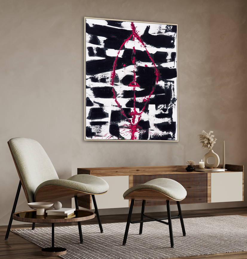 Big Poster Picture Blank Frame In Modern Home Interior, Reading