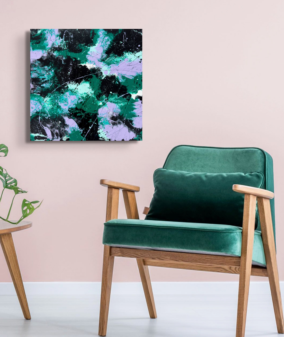 Forest Ii Original Abstract Painting Near Green Chair