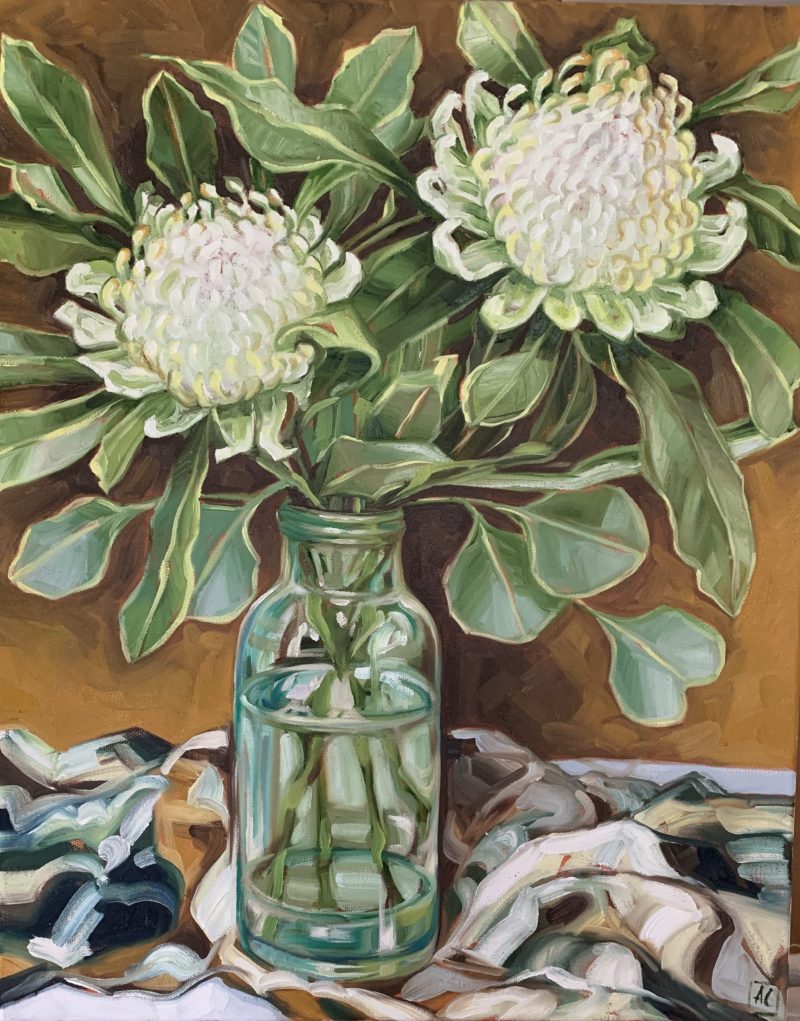 White Waratahs in Glass